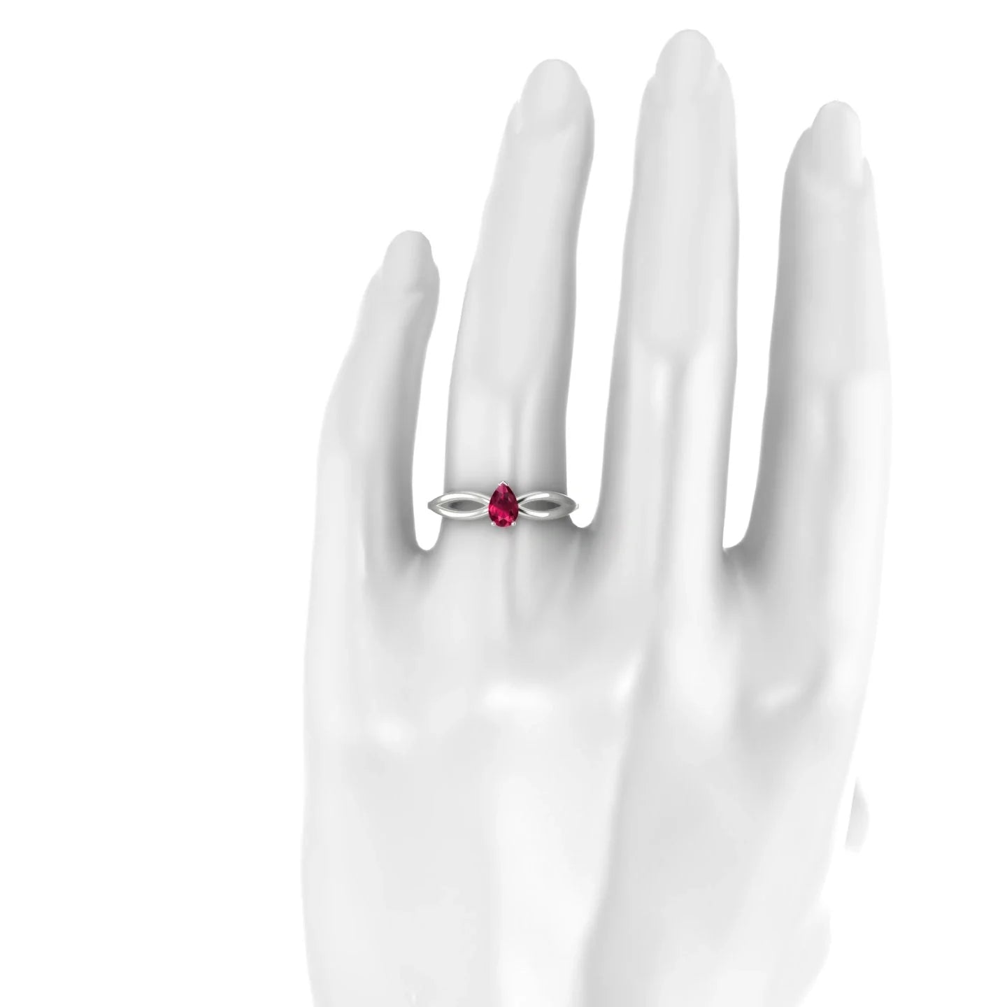 Interlude | 18k White Gold 6 x 4 mm Pear Ruby Ring