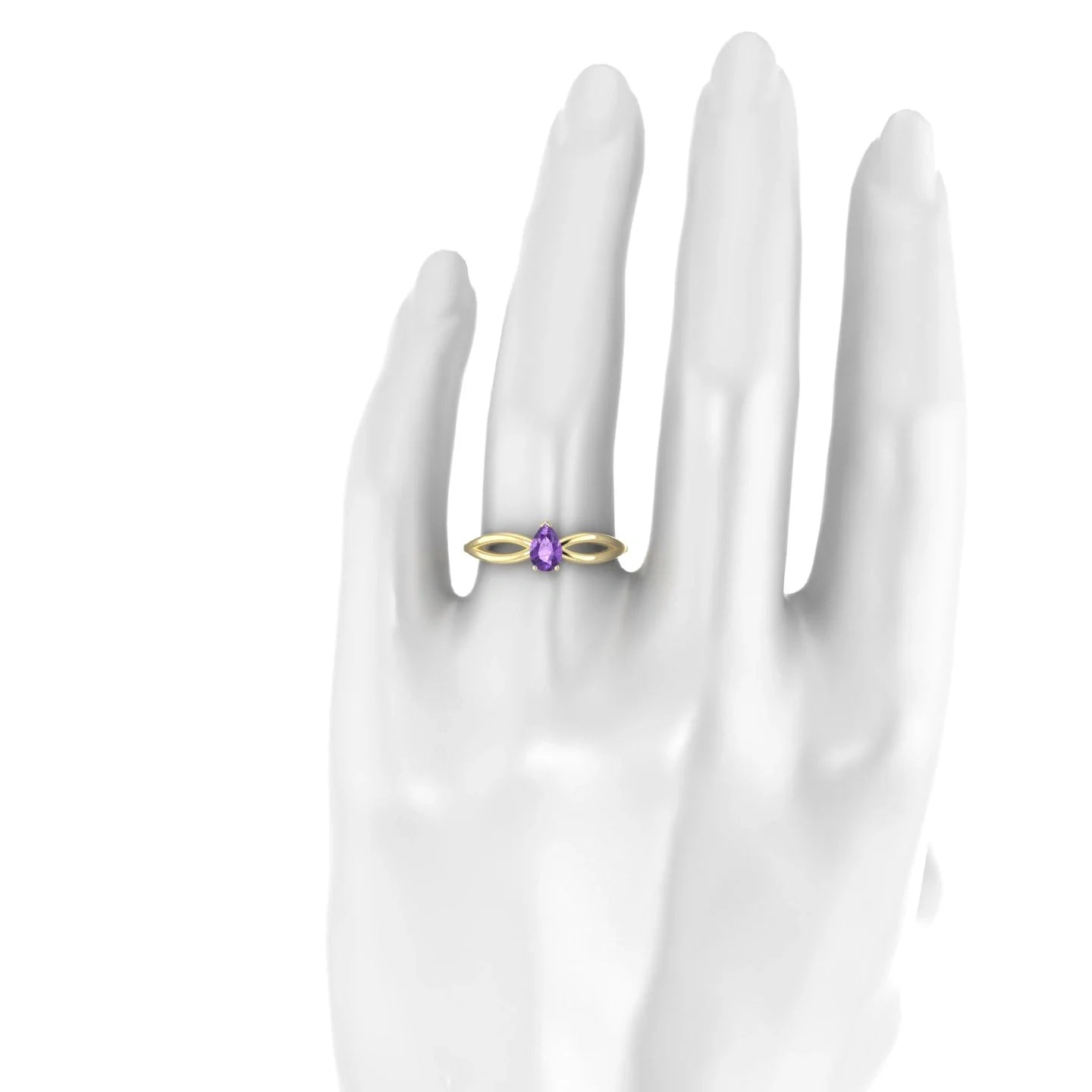 Interlude | 18k Yellow Gold 6 x 4 mm Pear Amethyst Ring