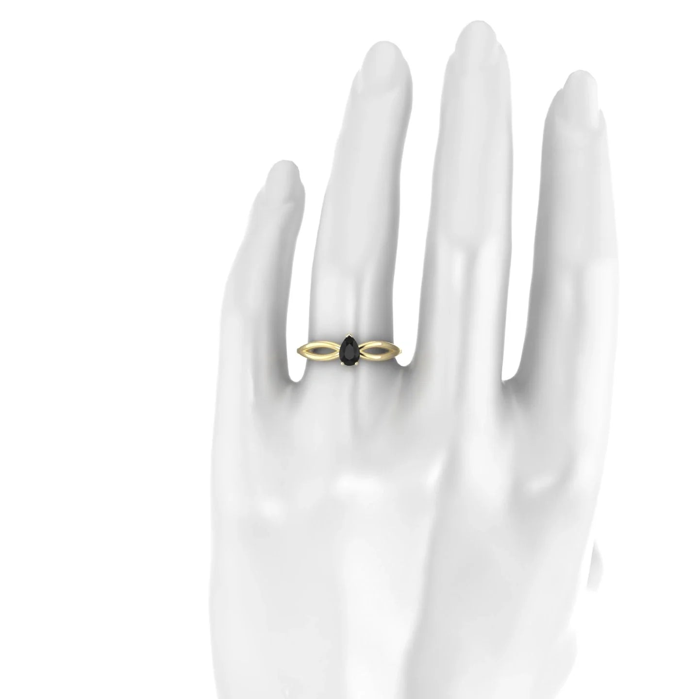 Interlude | 18k Yellow Gold 6 x 4 mm Pear Black Diamond Ring