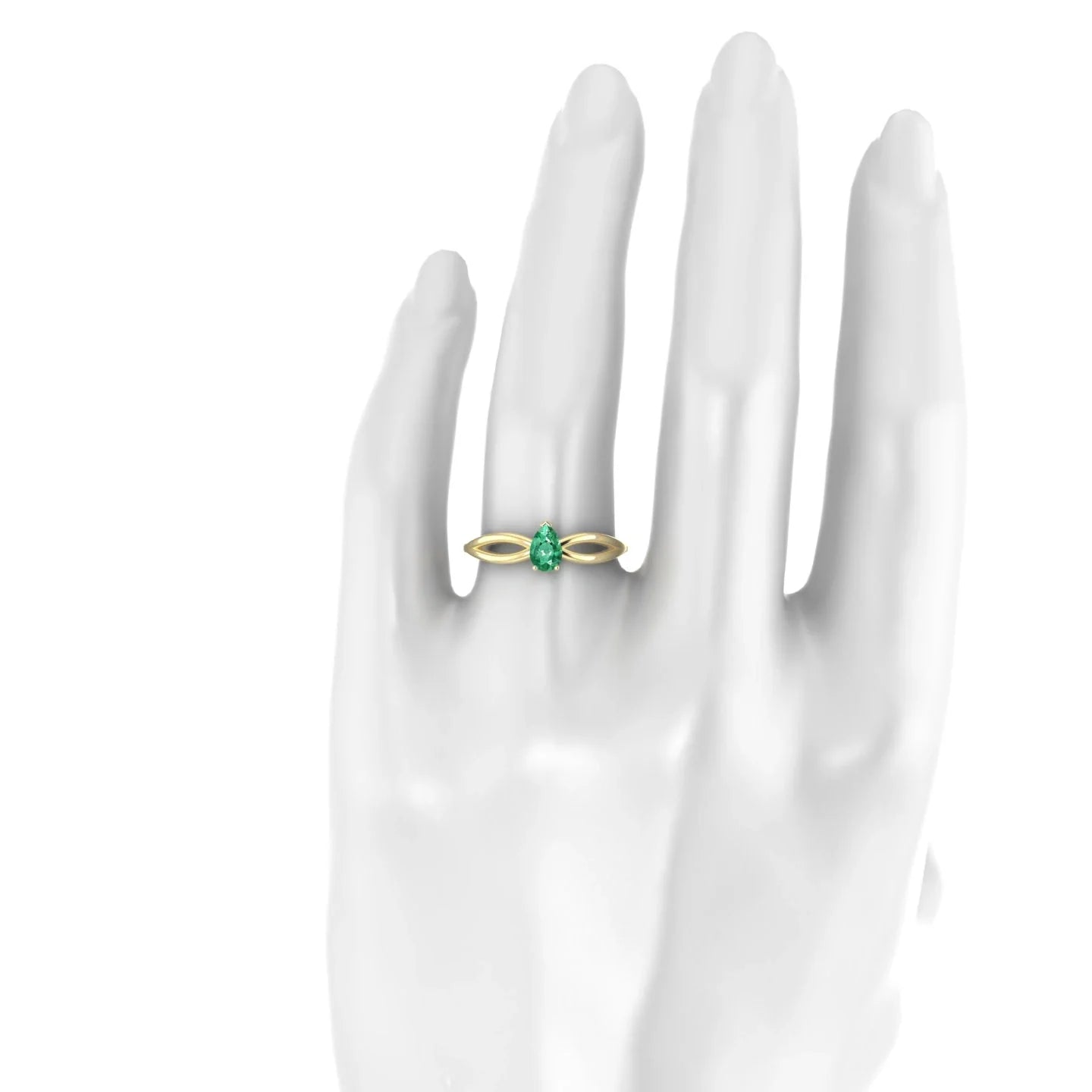 Interlude | 18k Yellow Gold 6 x 4 mm Pear Emerald Ring