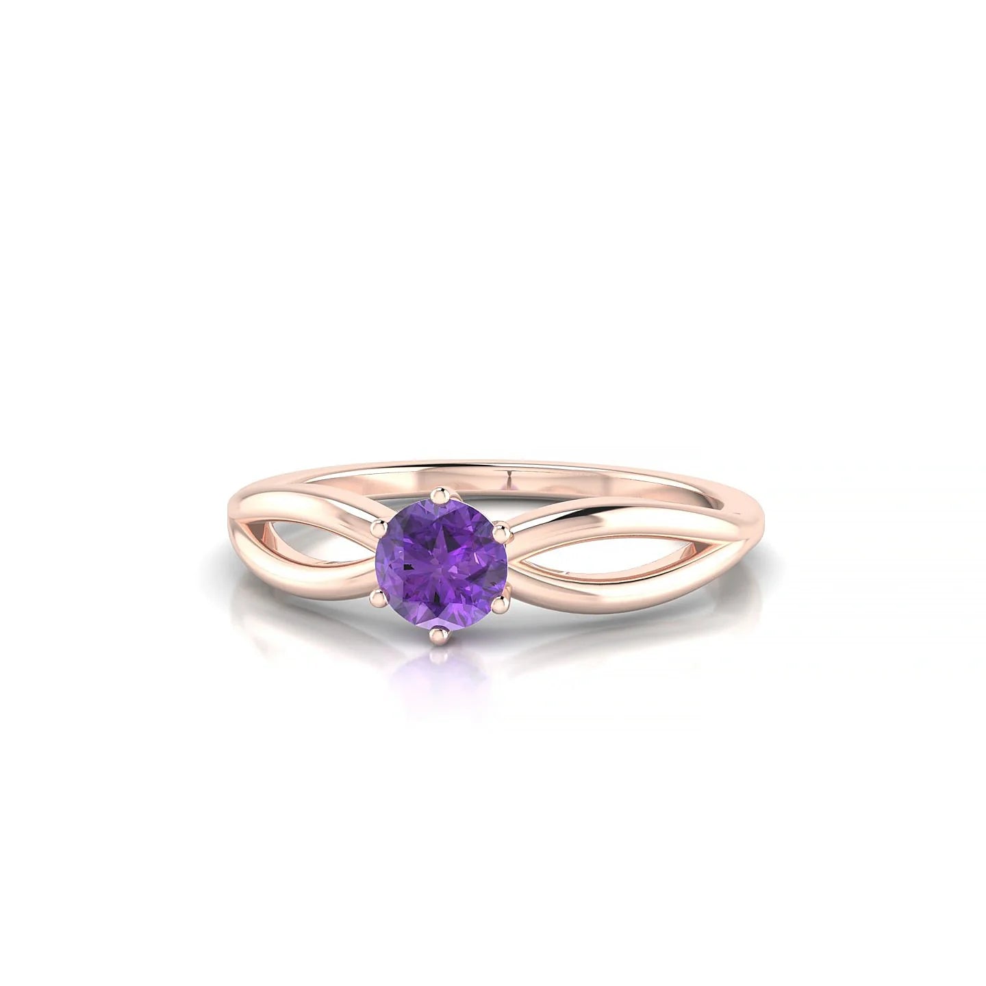 Interlude | 18k Rose Gold 4.5 mm Round Amethyst Ring