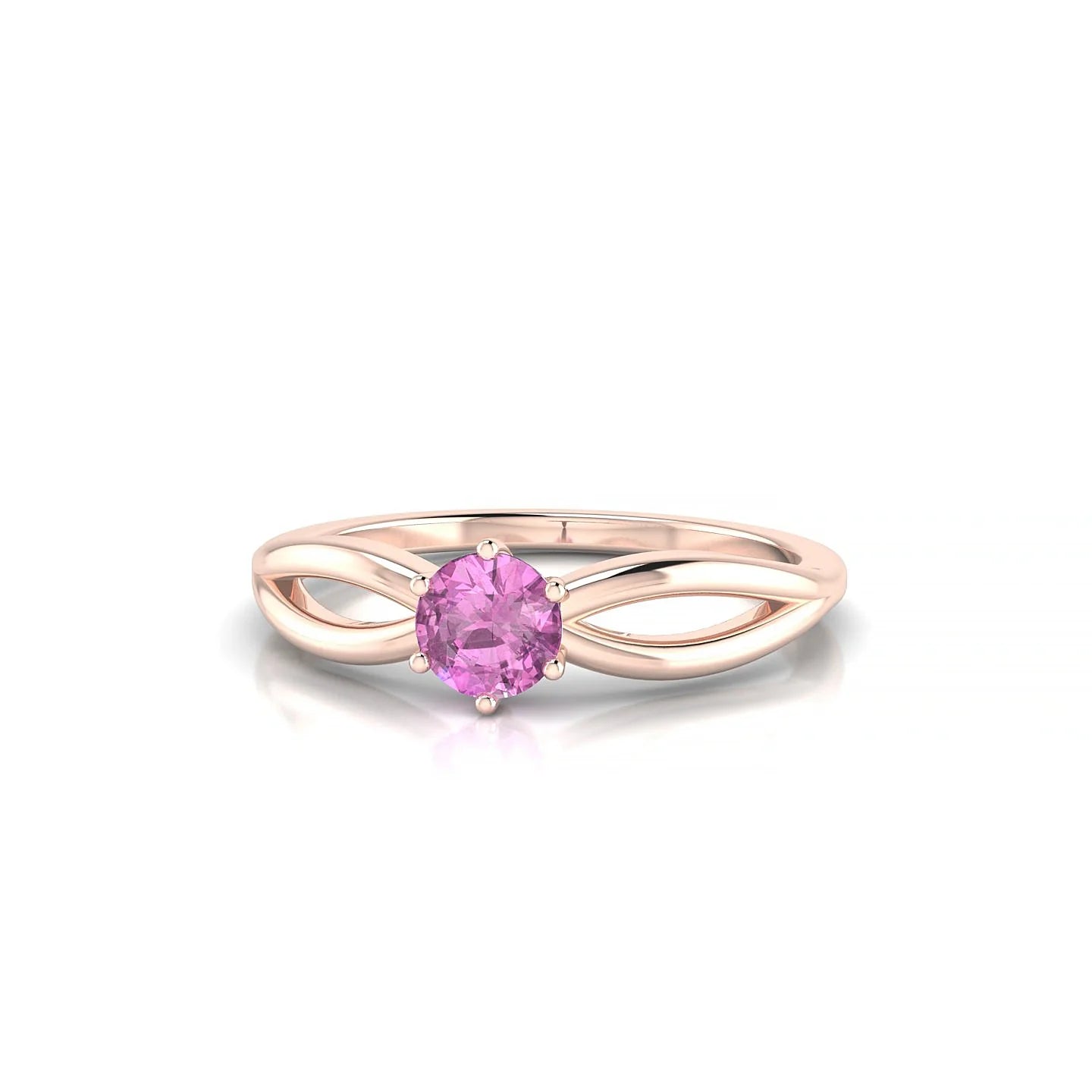 Interlude | 18k Rose Gold 4.5 mm Round Pink Sapphire Ring