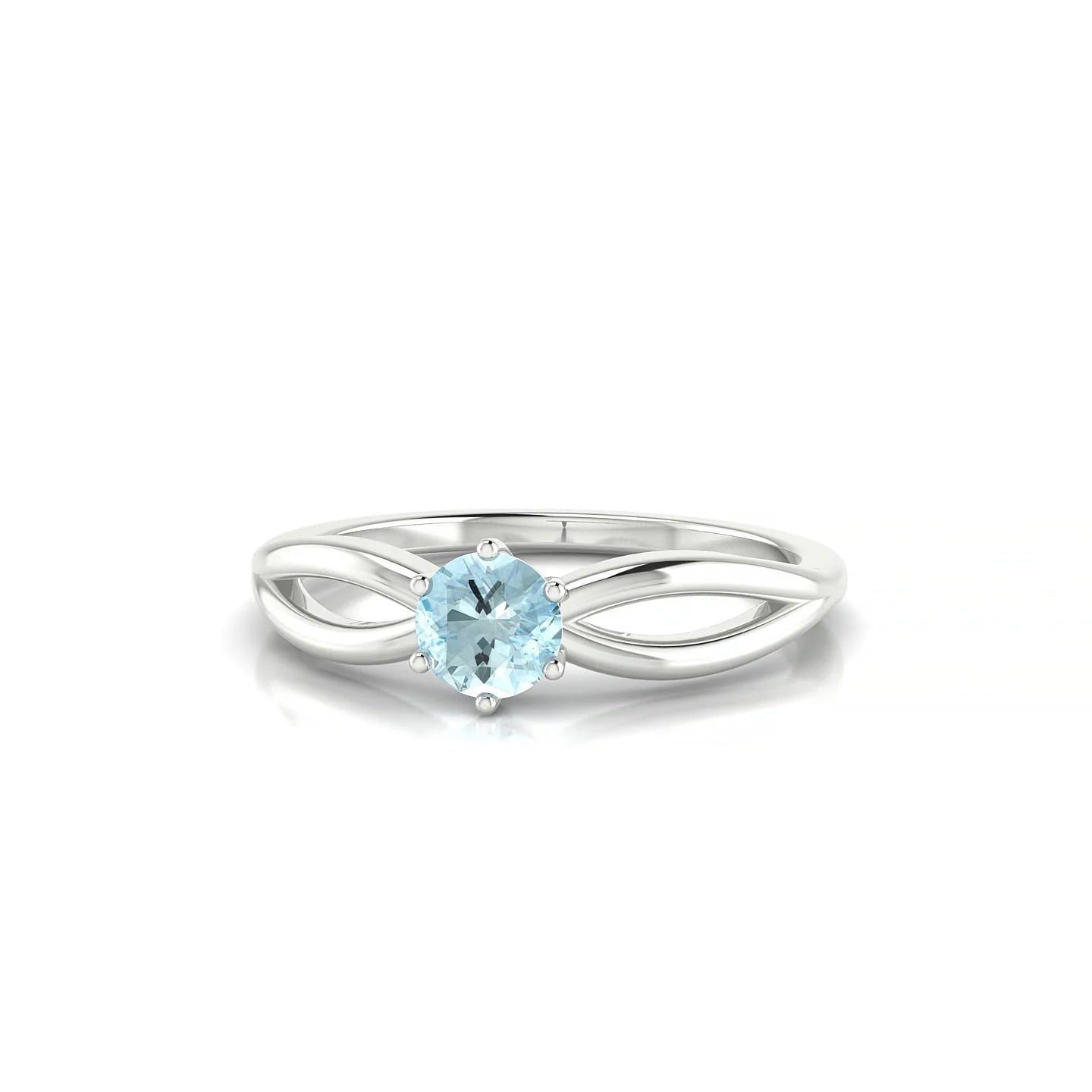 Interlude | 18k White Gold 4.5 mm Round Aquamarine Ring