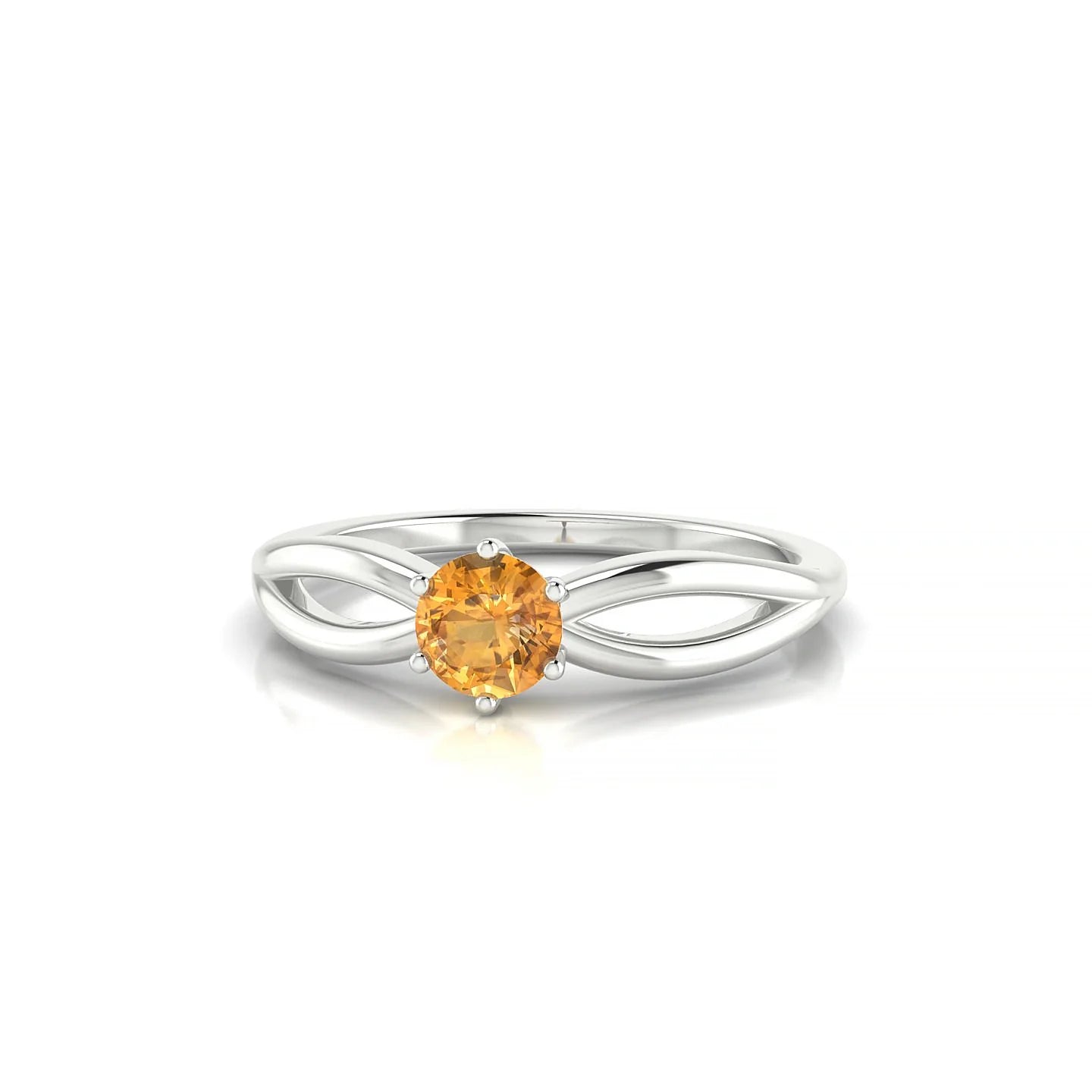 Interlude | 18k White Gold 4.5 mm Round Citrine Ring