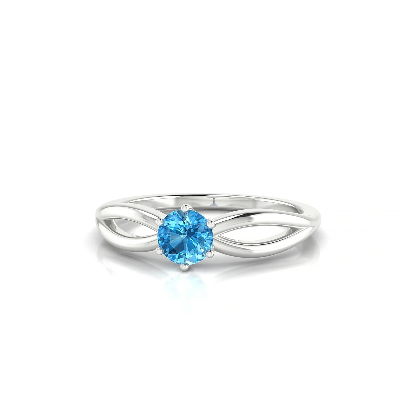 Interlude | 18k White Gold 4.5 mm Round Topaz Ring