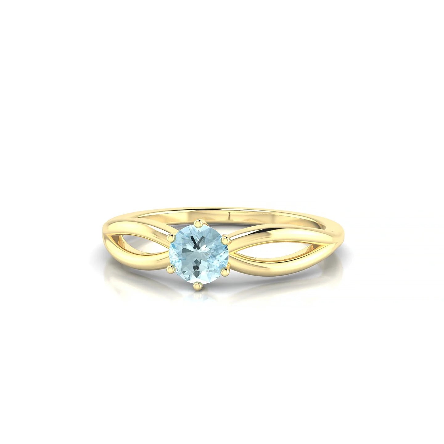 Interlude | 18k Yellow Gold 4.5 mm Round Aquamarine Ring