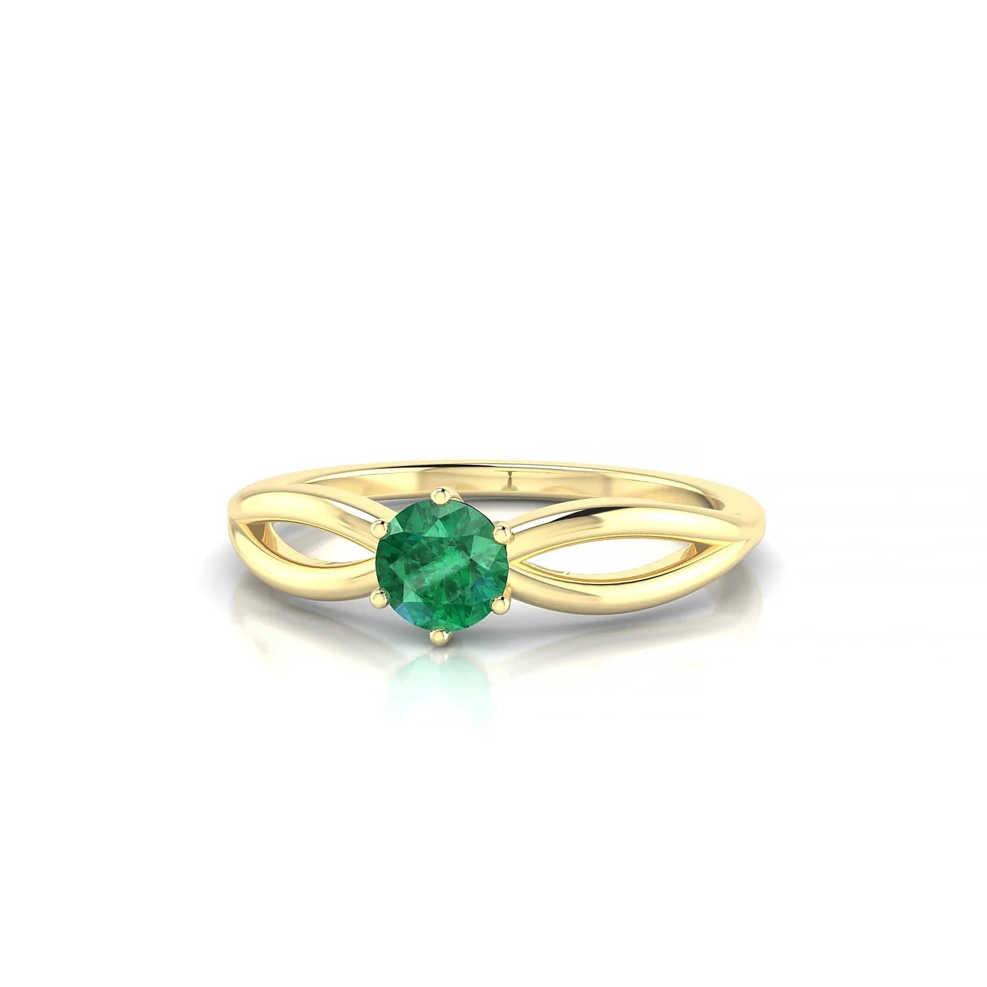 Interlude | 18k Yellow Gold 4.5 mm Round Emerald Ring