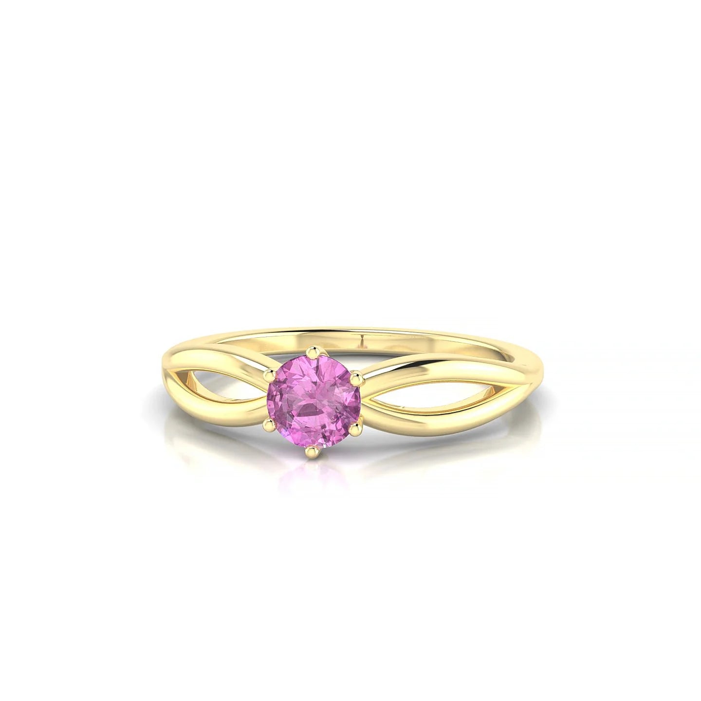 Interlude | 18k Yellow Gold 4.5 mm Round Pink Sapphire Ring