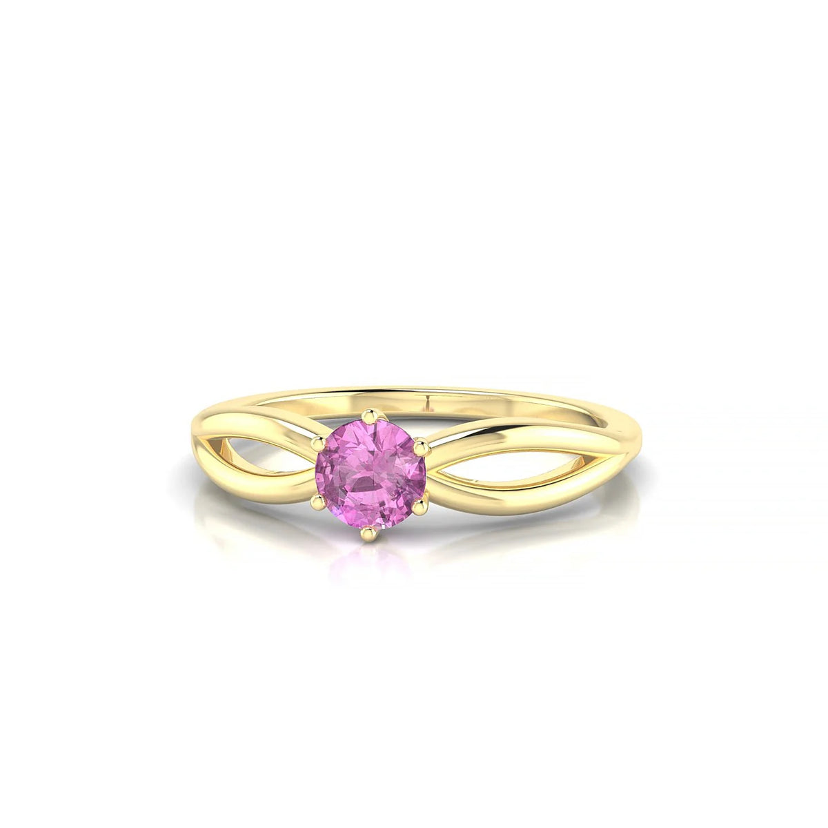Interlude | 18k Yellow Gold 4.5 mm Round Pink Sapphire Ring