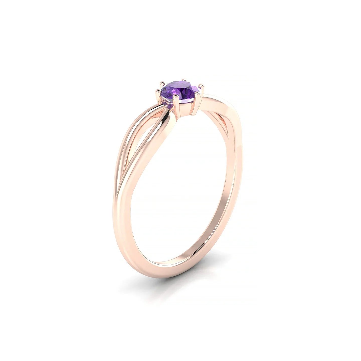 Interlude | 18k Rose Gold 4.5 mm Round Amethyst Ring