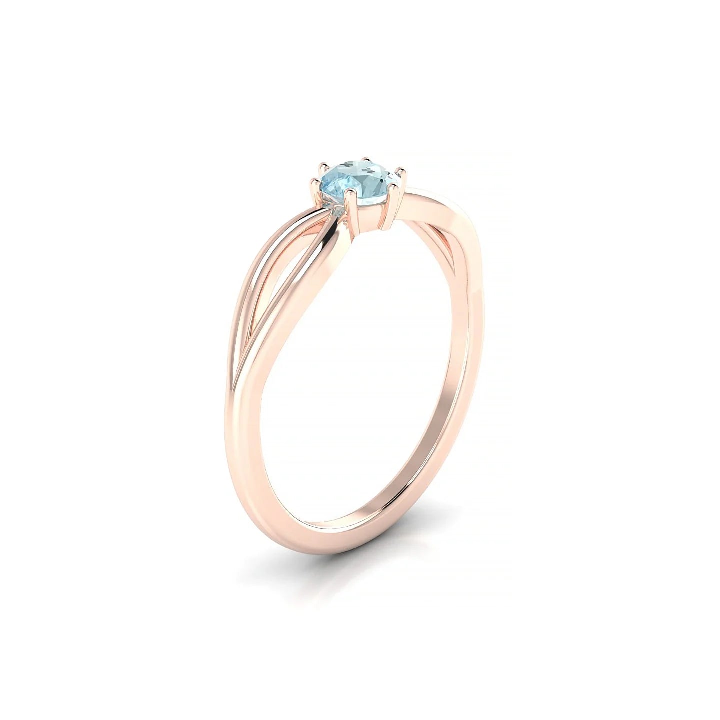 Interlude | 18k Rose Gold 4.5 mm Round Aquamarine Ring