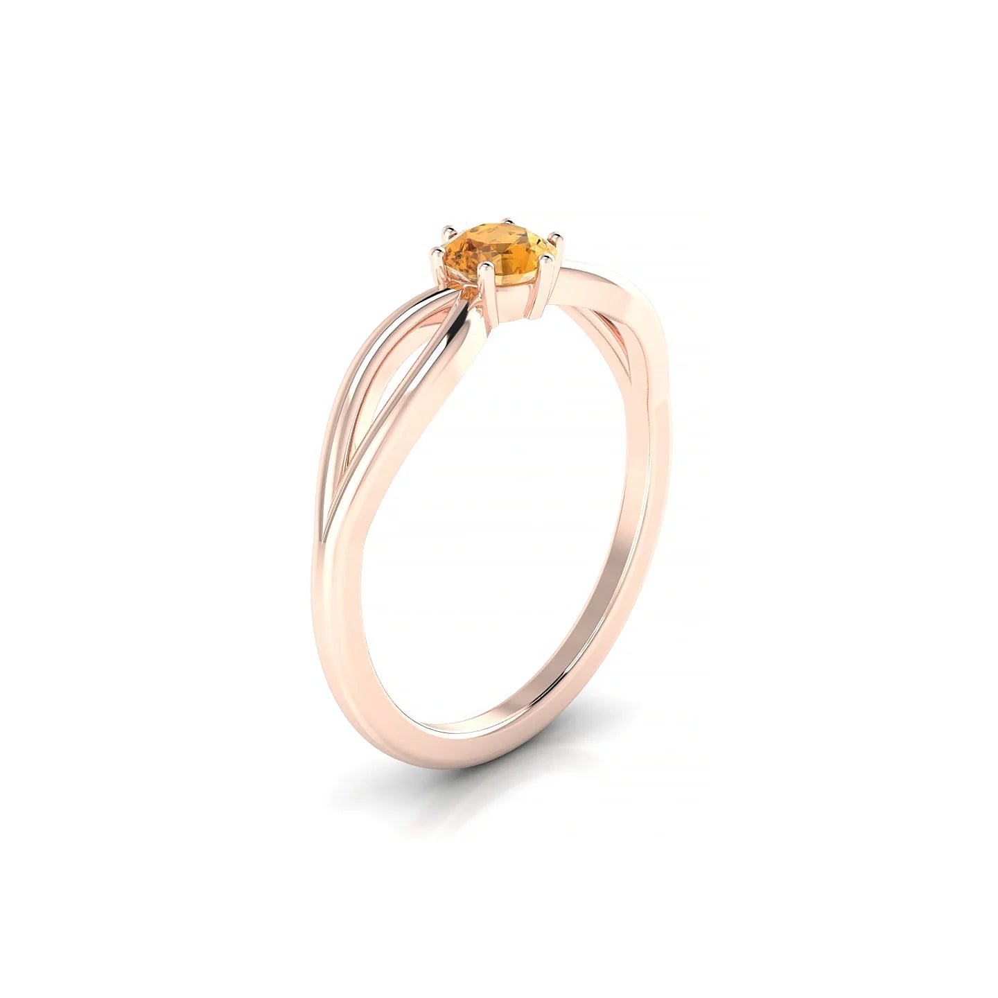 Interlude | 18k Rose Gold 4.5 mm Round Citrine Ring