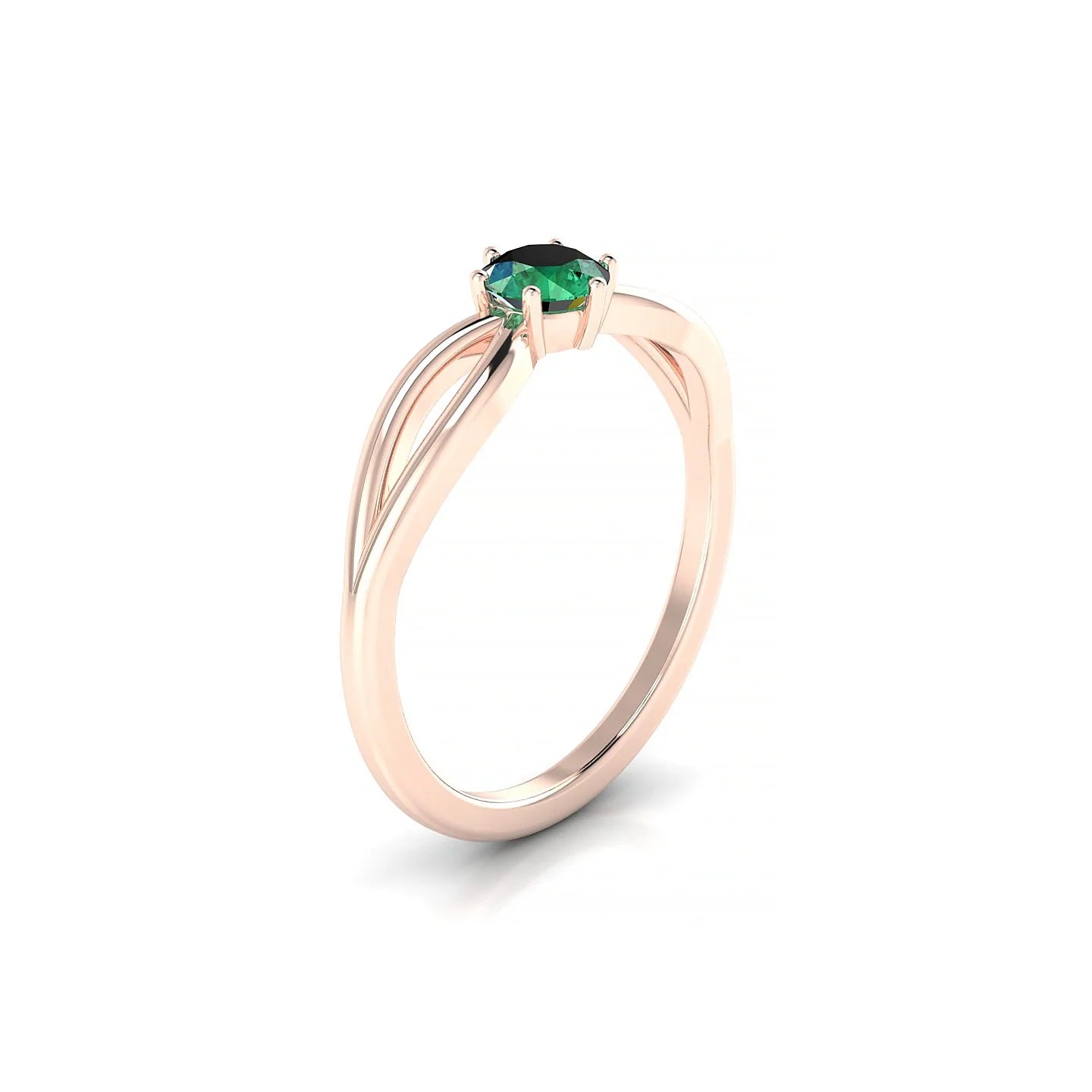 Interlude | 18k Rose Gold 4.5 mm Round Emerald Ring
