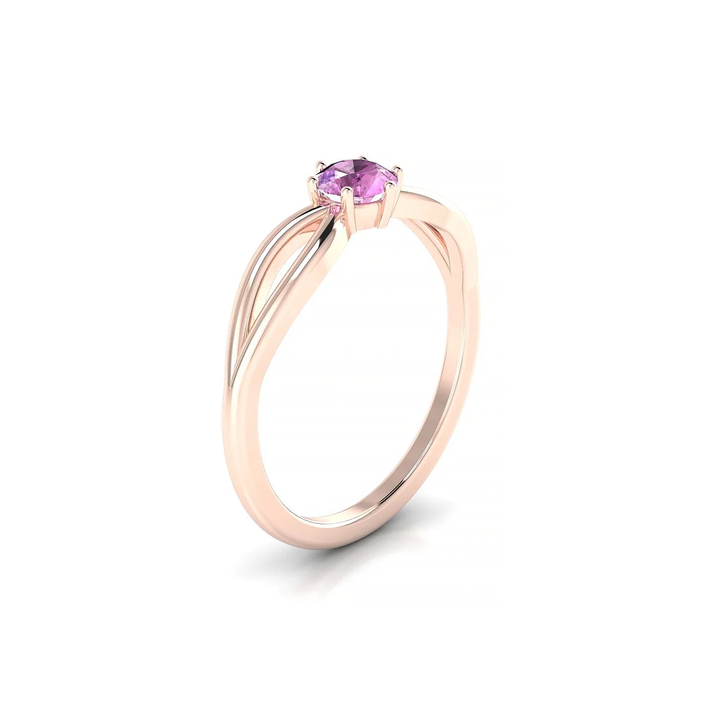 Interlude | 18k Rose Gold 4.5 mm Round Pink Sapphire Ring