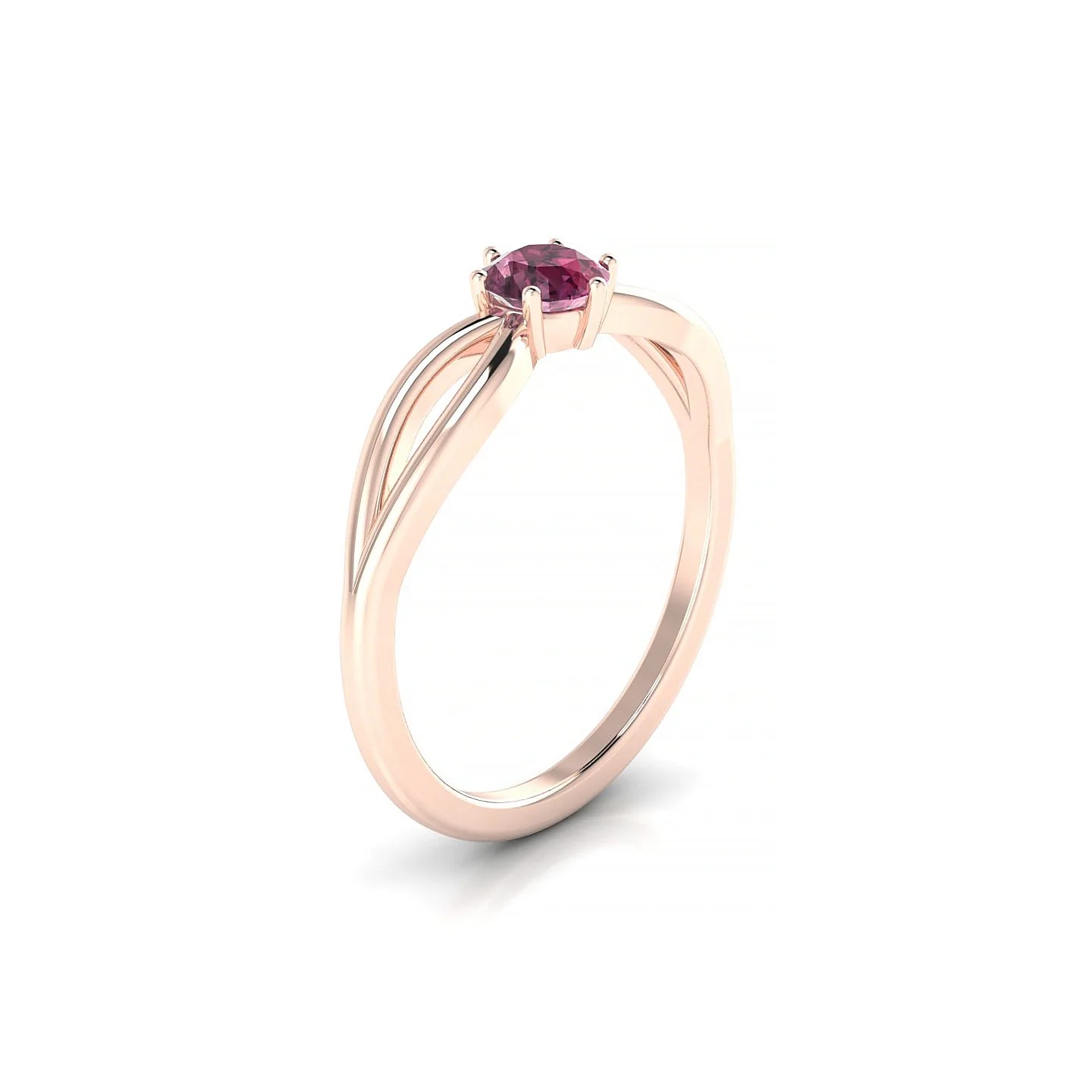 Interlude | 18k Rose Gold 4.5 mm Round Rhodolite Ring