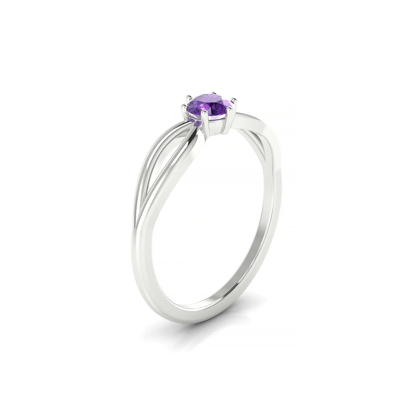 Interlude | 18k White Gold 4.5 mm Round Amethyst Ring