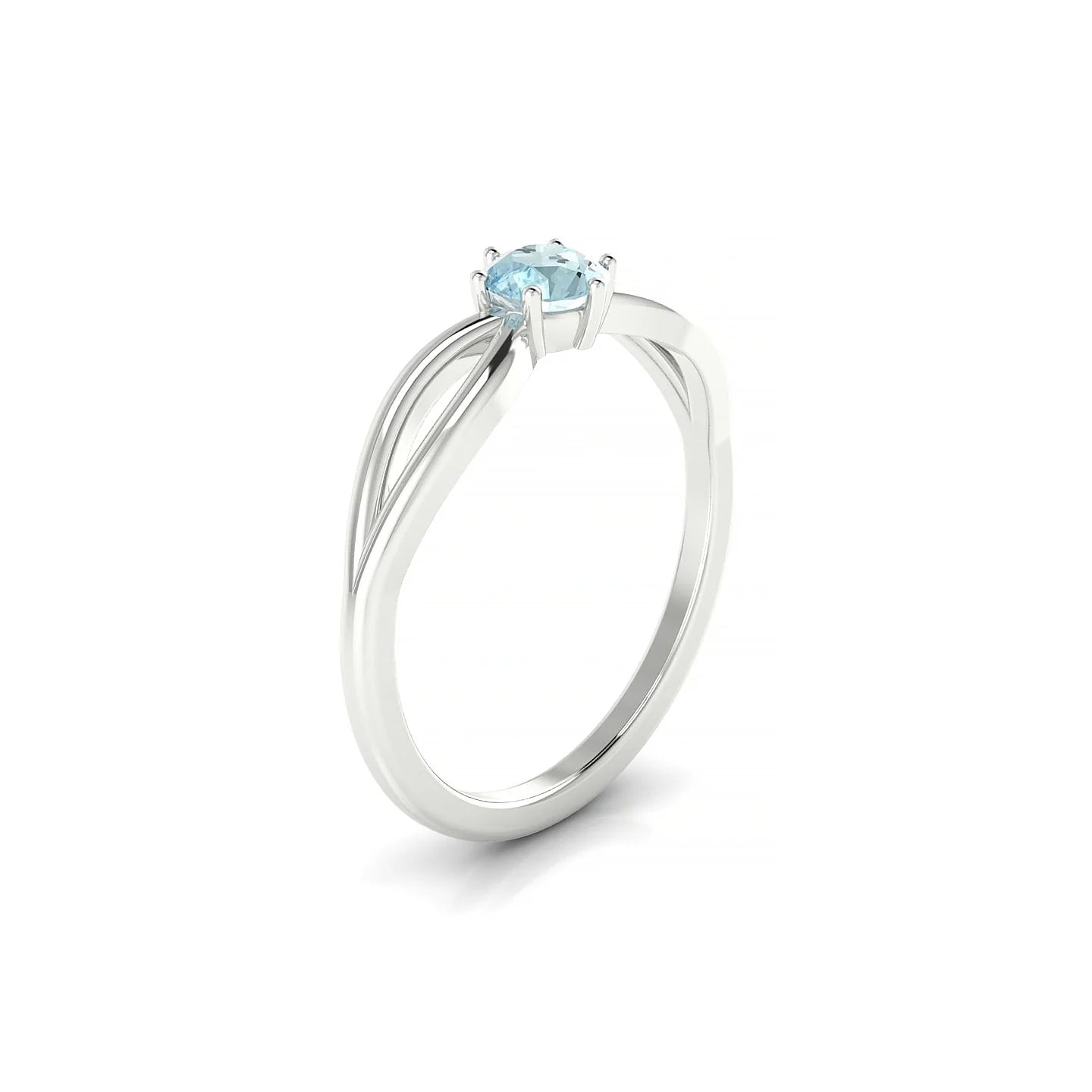 Interlude | 18k White Gold 4.5 mm Round Aquamarine Ring