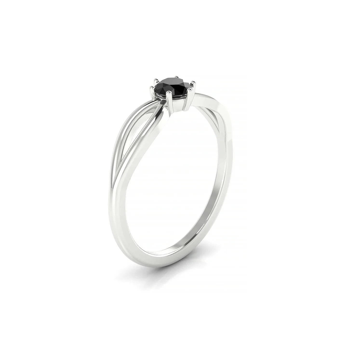 Interlude | 18k White Gold 4.5 mm Round Black Diamond Ring