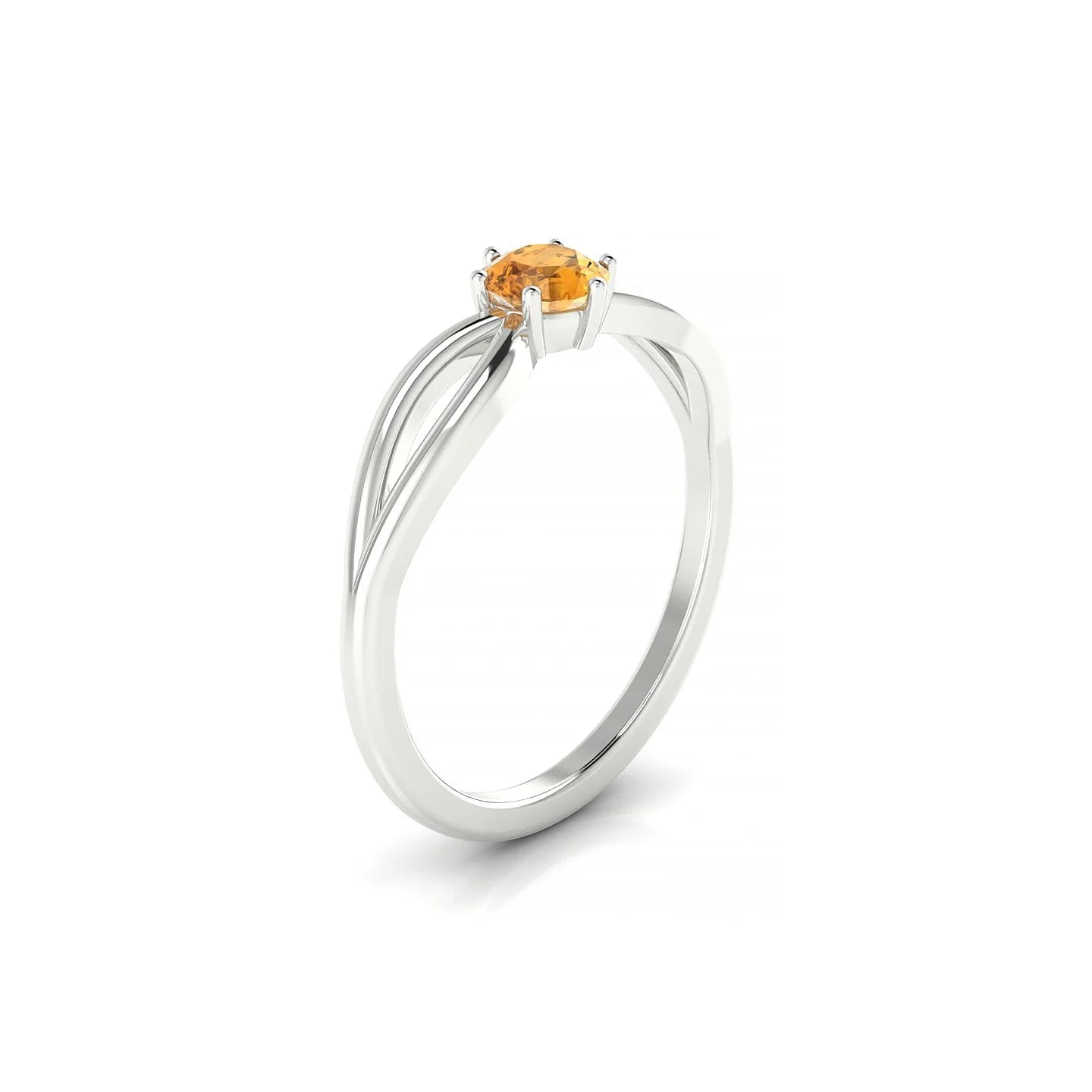 Interlude | 18k White Gold 4.5 mm Round Citrine Ring