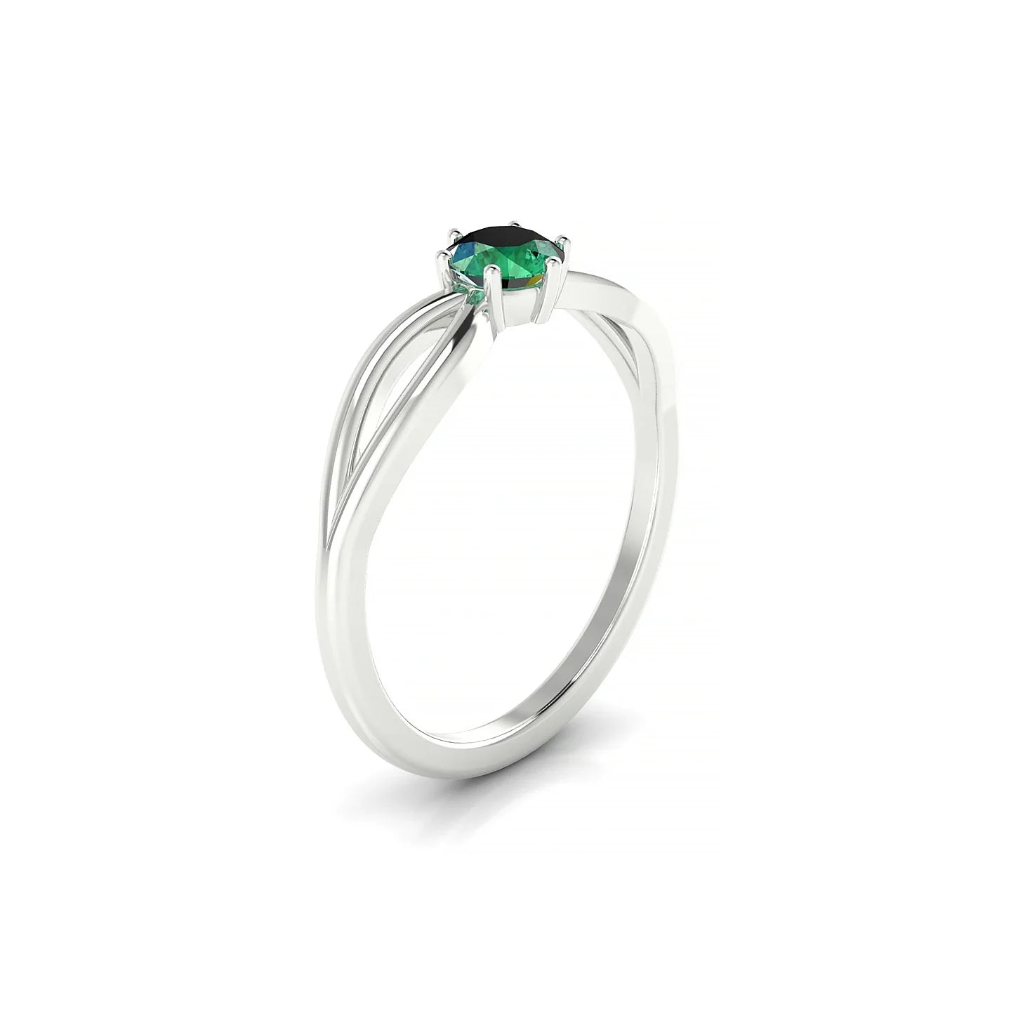 Interlude | 18k White Gold 4.5 mm Round Emerald Ring