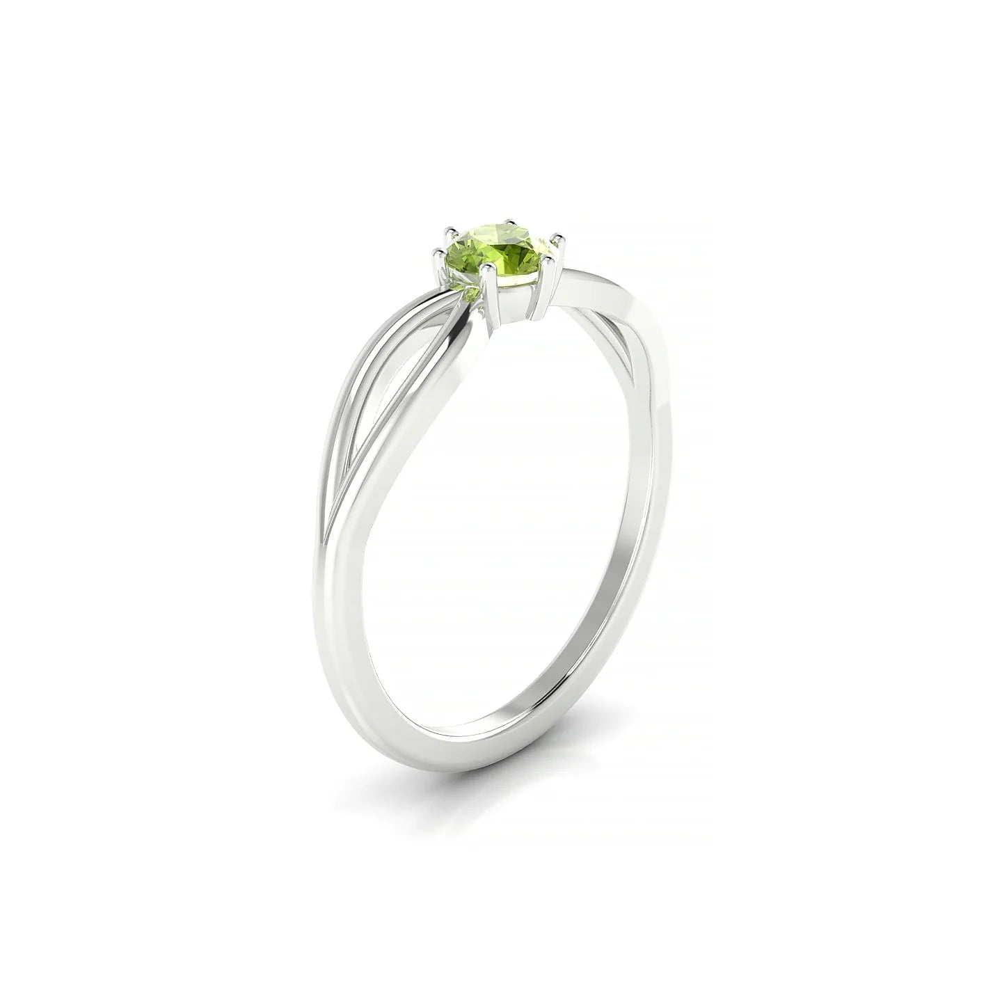 Interlude | 18k White Gold 4.5 mm Round Peridot Ring