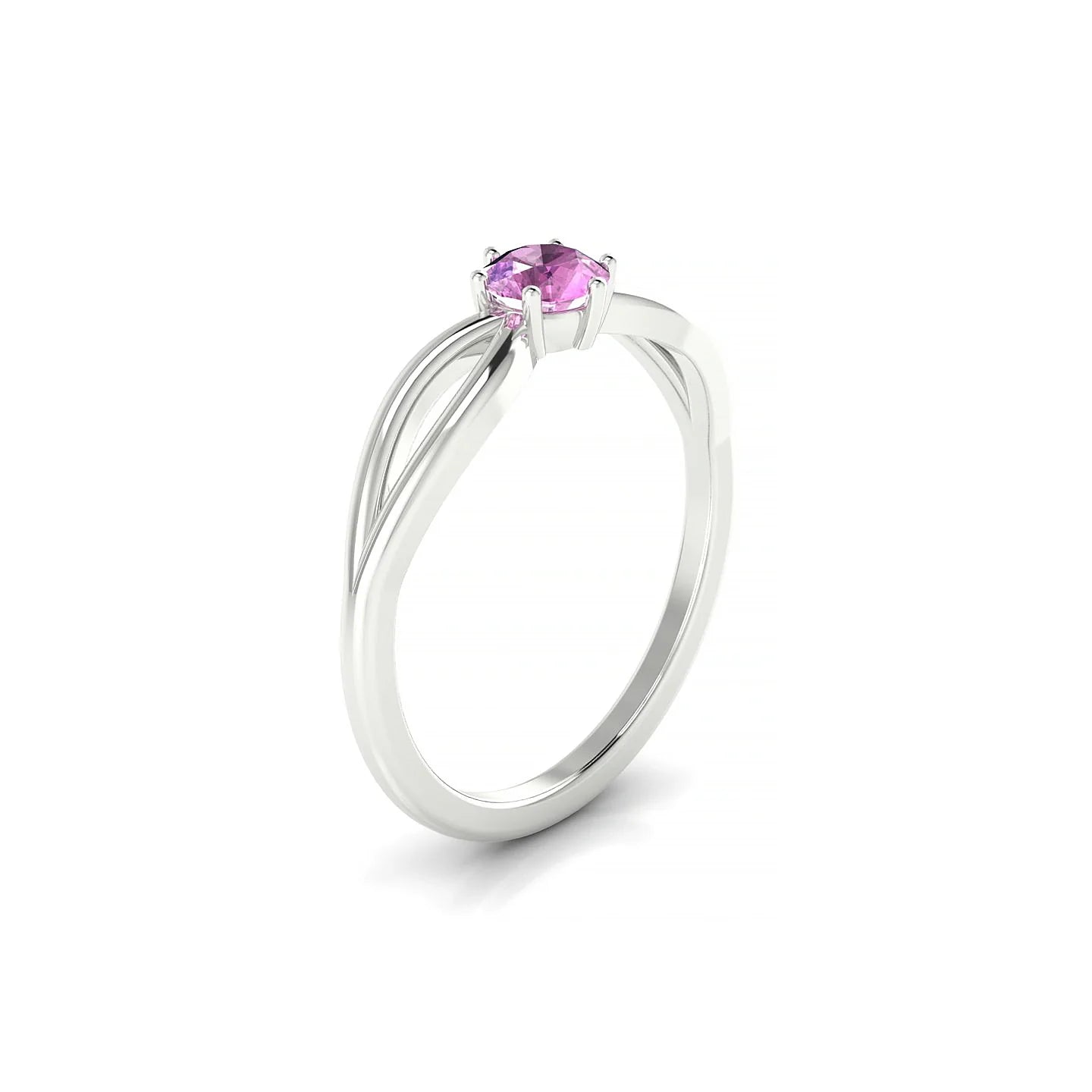 Interlude | 18k White Gold 4.5 mm Round Pink Sapphire Ring