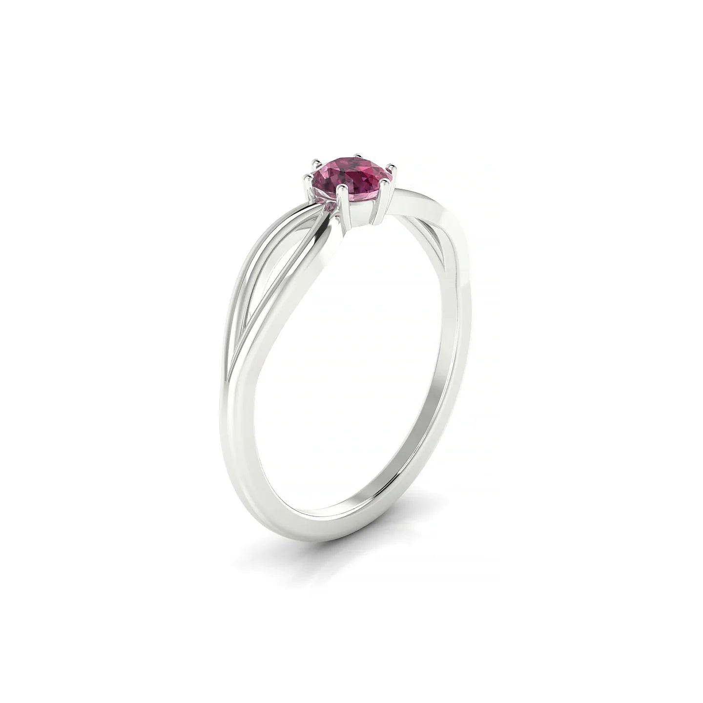 Interlude | 18k White Gold 4.5 mm Round Rhodolite Ring