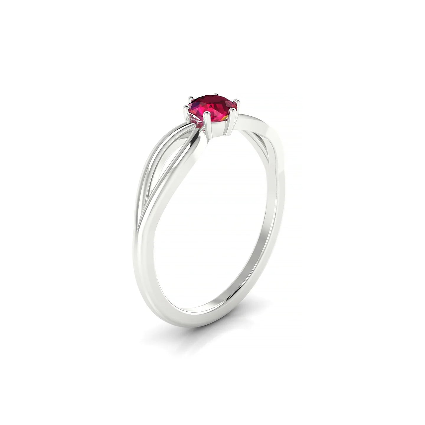 Interlude | 18k White Gold 4.5 mm Round Ruby Ring