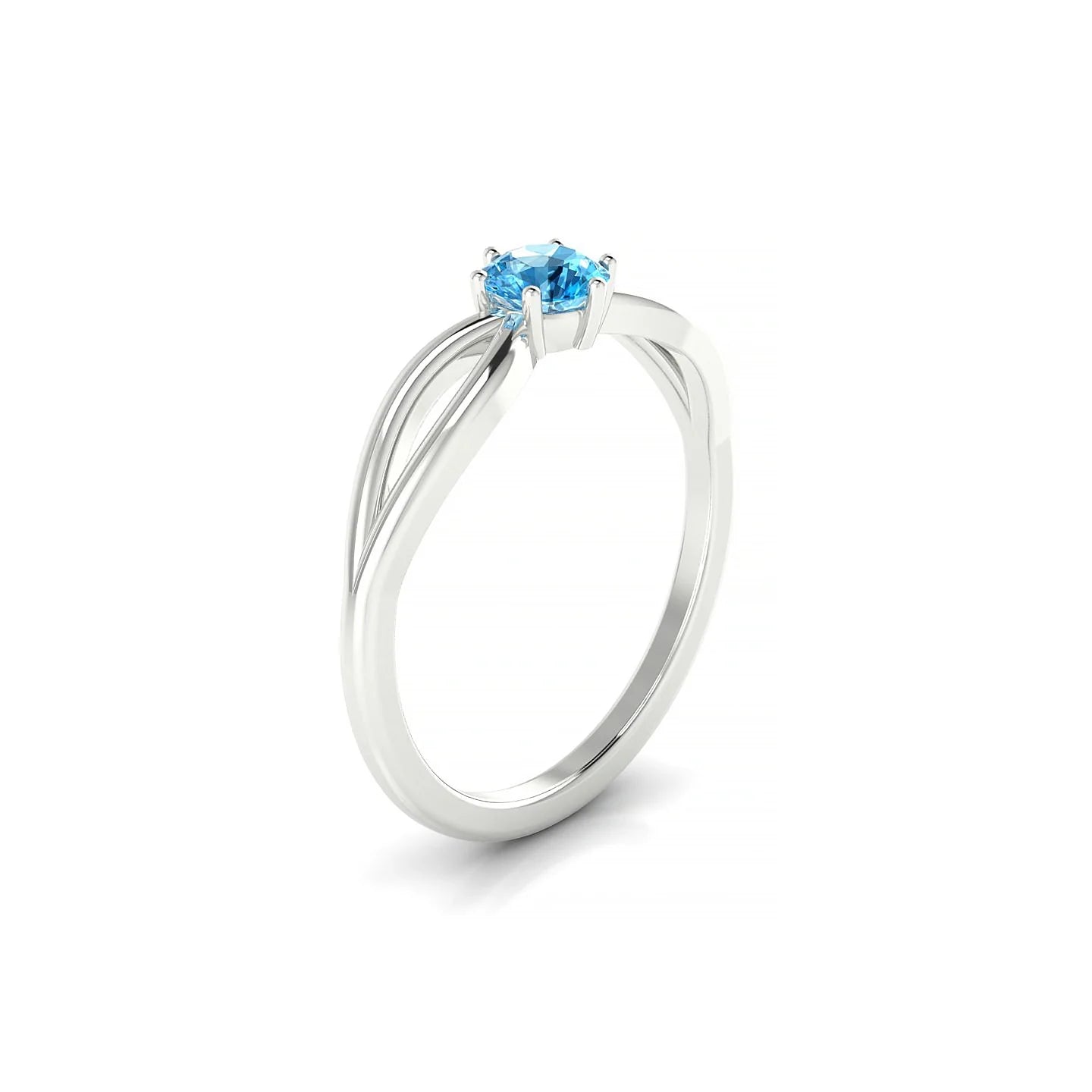 Interlude | 18k White Gold 4.5 mm Round Topaz Ring