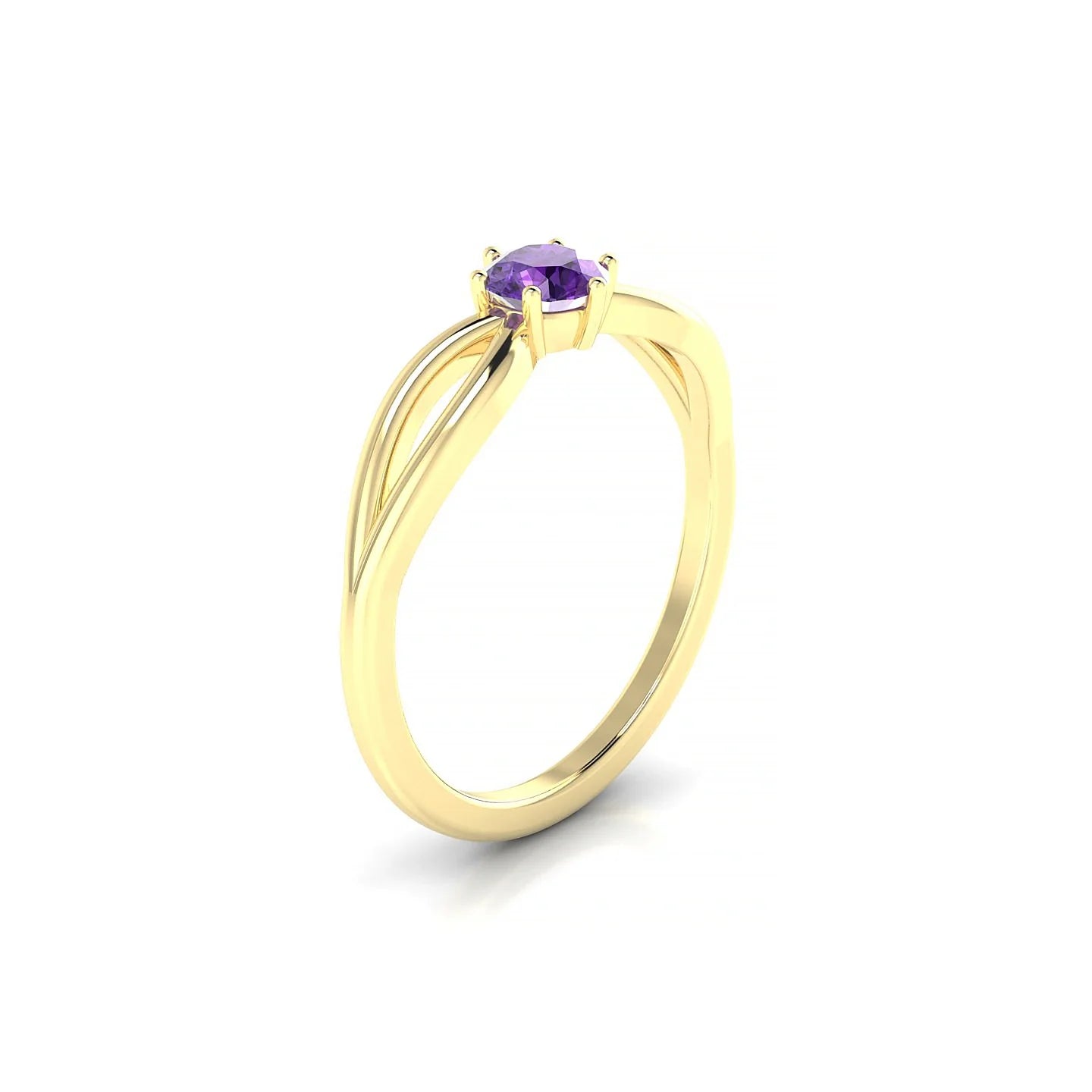 Interlude | 18k Yellow Gold 4.5 mm Round Amethyst Ring