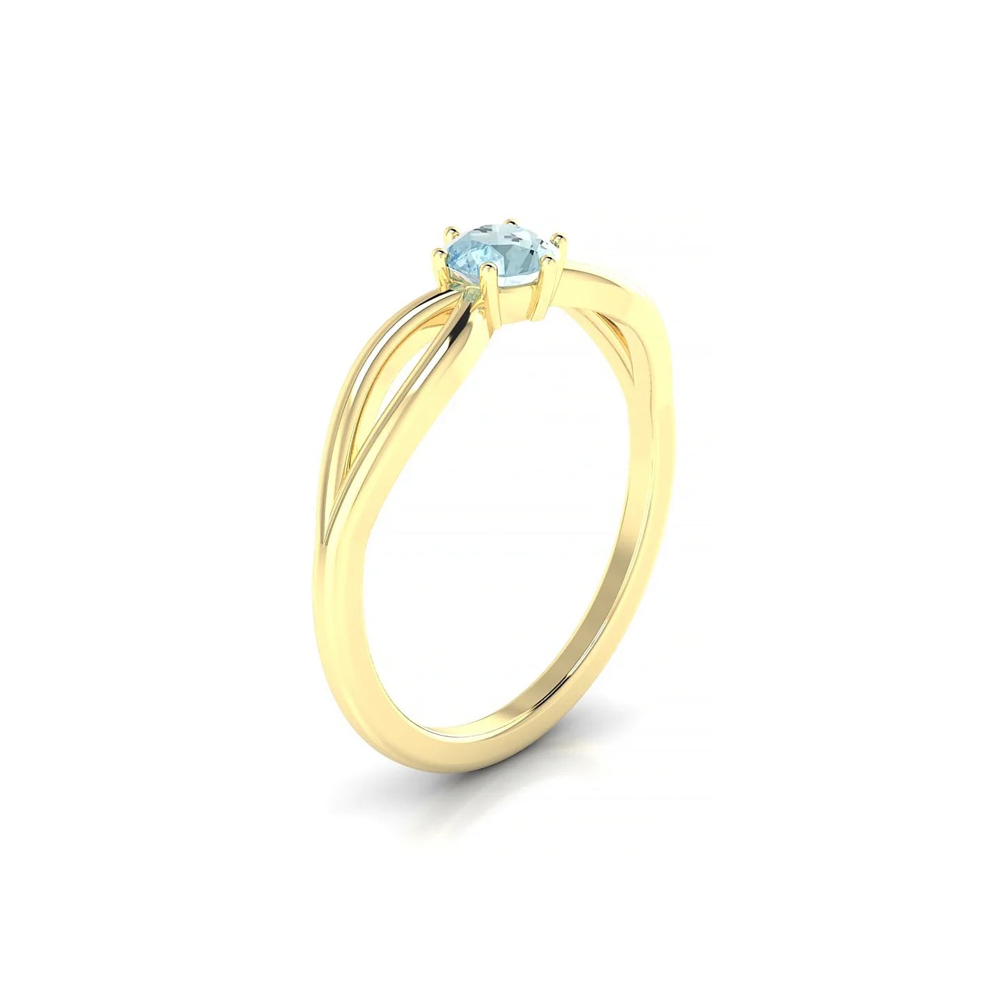 Interlude | 18k Yellow Gold 4.5 mm Round Aquamarine Ring
