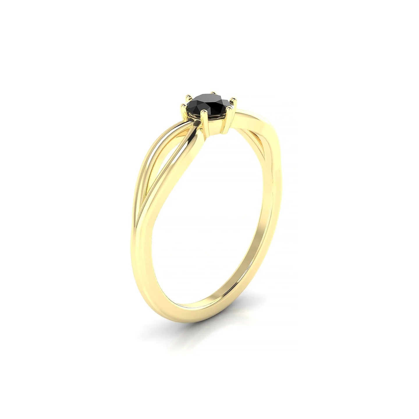 Interlude | 18k Yellow Gold 4.5 mm Round Black Diamond Ring