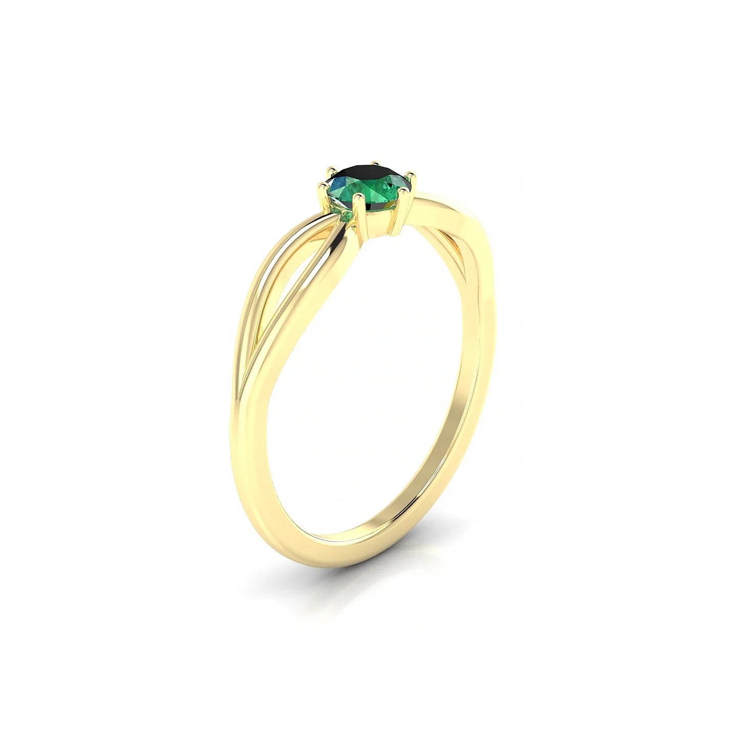 Interlude | 18k Yellow Gold 4.5 mm Round Emerald Ring