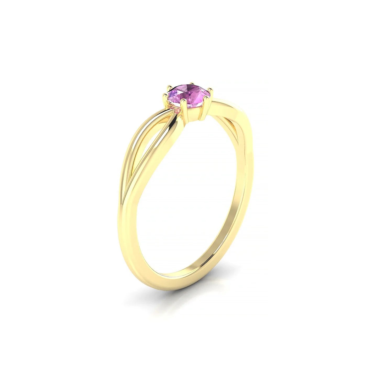 Interlude | 18k Yellow Gold 4.5 mm Round Pink Sapphire Ring