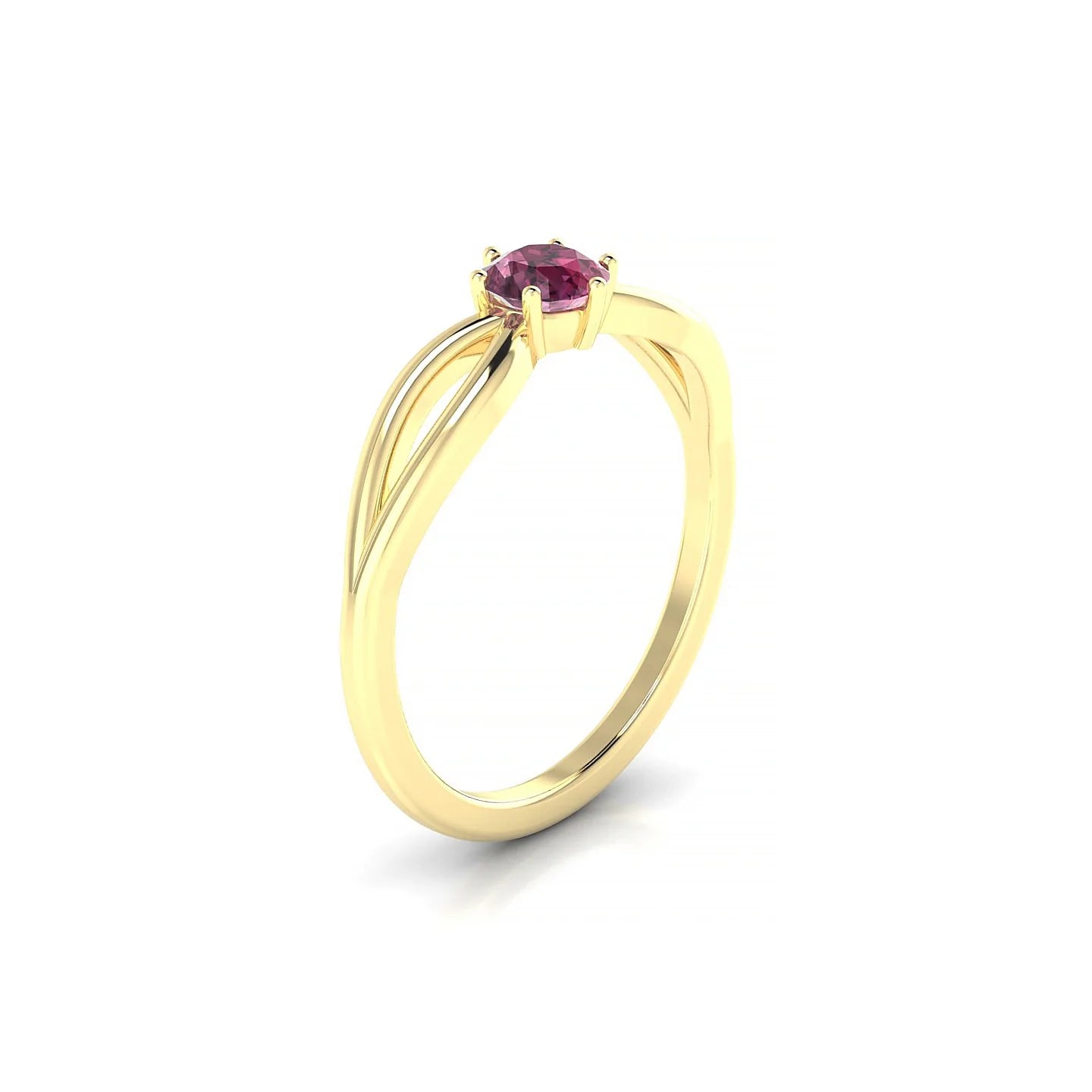Interlude | 18k Yellow Gold 4.5 mm Round Rhodolite Ring