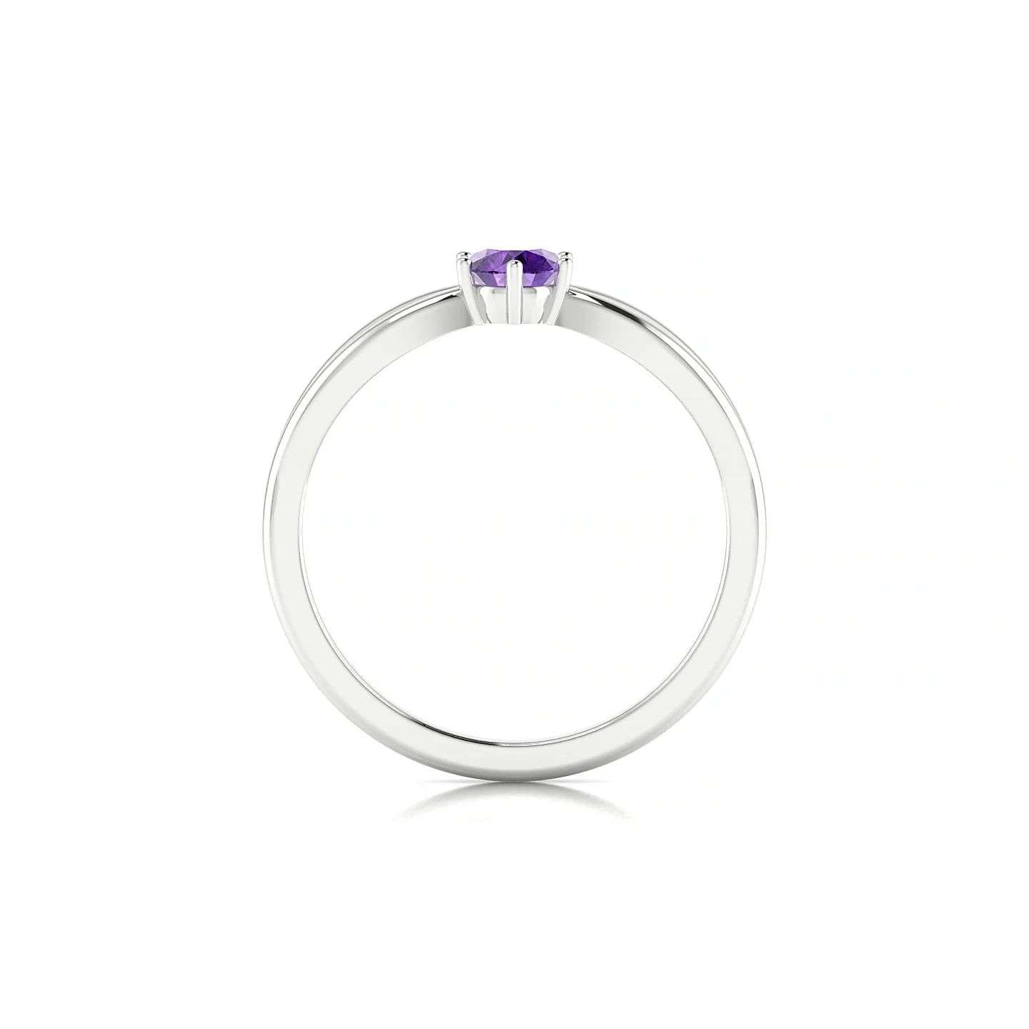 Interlude | 18k White Gold 4.5 mm Round Amethyst Ring