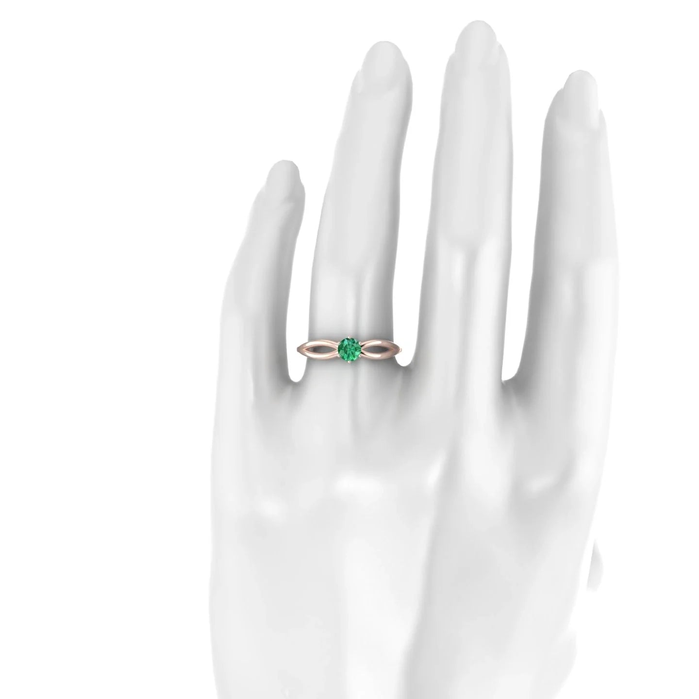 Interlude | 18k Rose Gold 4.5 mm Round Emerald Ring