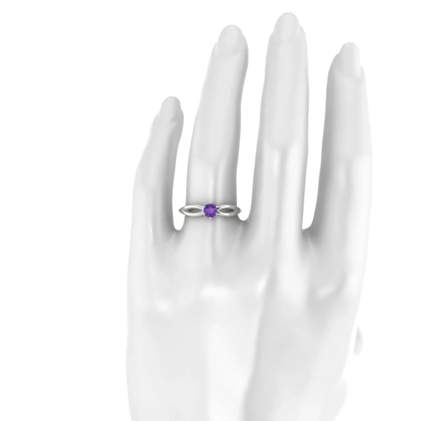Interlude | 18k White Gold 4.5 mm Round Amethyst Ring