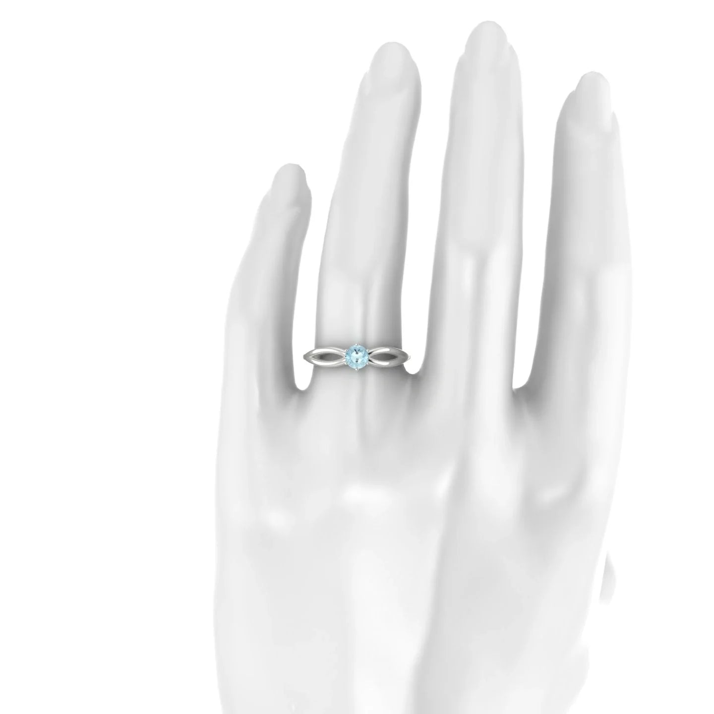 Interlude | 18k White Gold 4.5 mm Round Aquamarine Ring