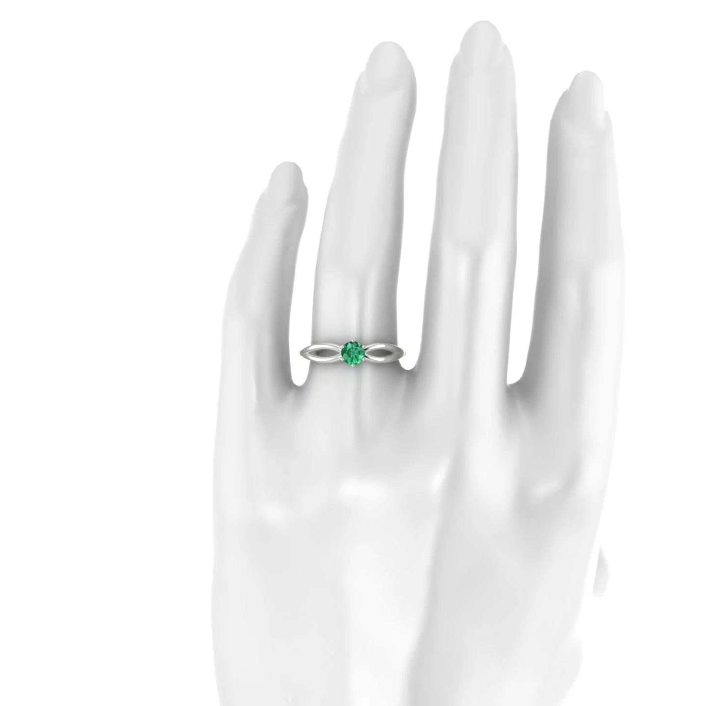 Interlude | 18k White Gold 4.5 mm Round Emerald Ring