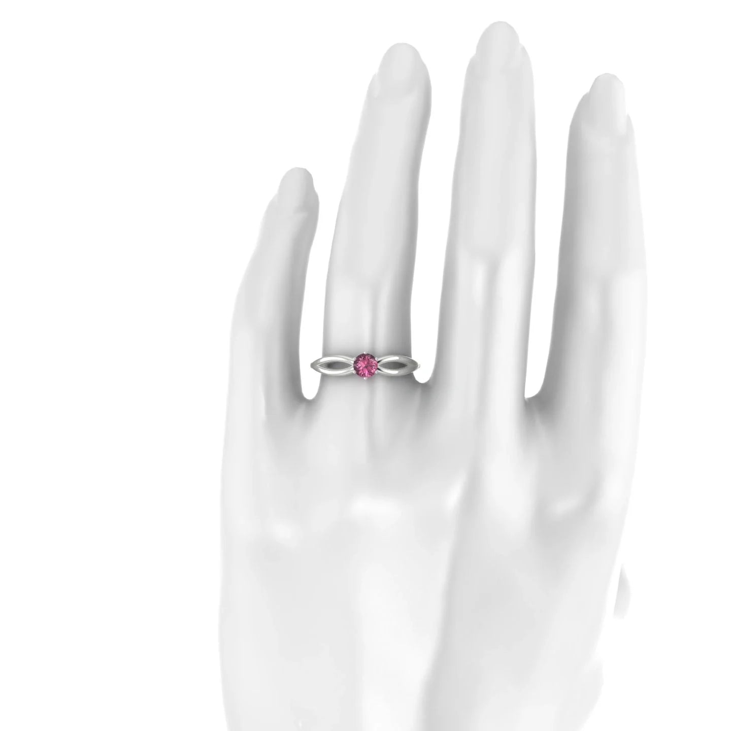 Interlude | 18k White Gold 4.5 mm Round Rhodolite Ring