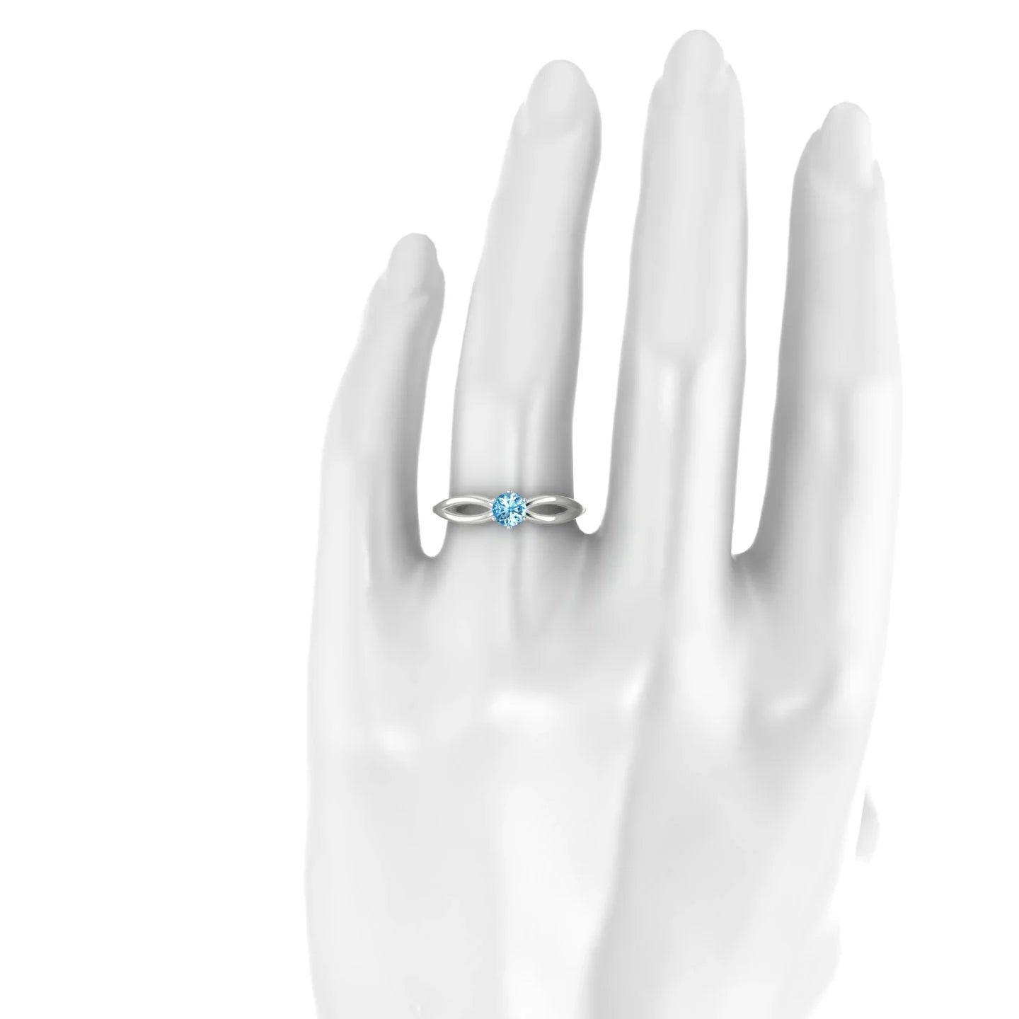 Interlude | 18k White Gold 4.5 mm Round Topaz Ring