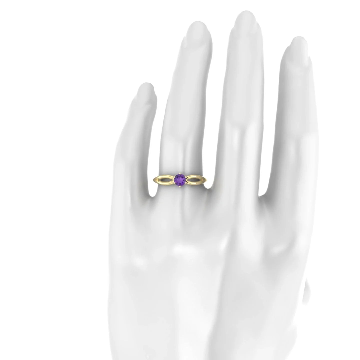 Interlude | 18k Yellow Gold 4.5 mm Round Amethyst Ring