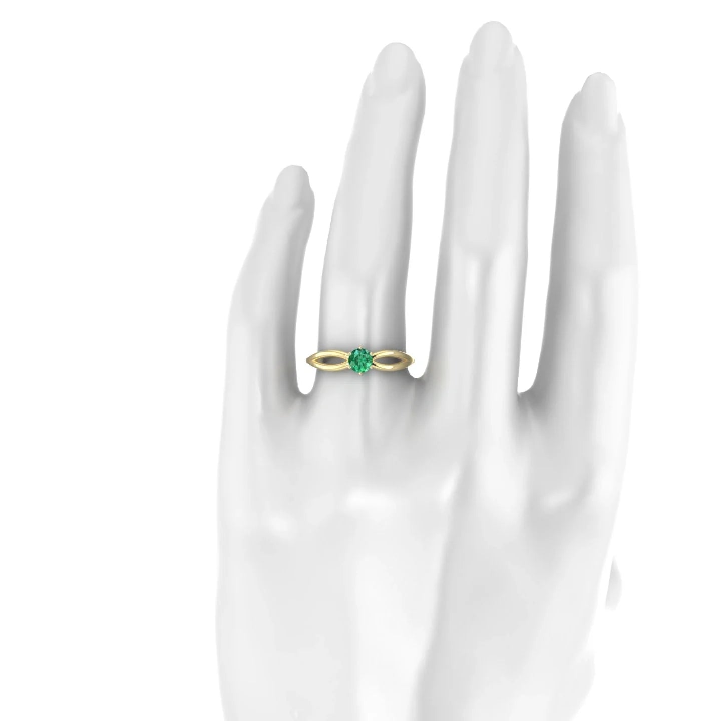 Interlude | 18k Yellow Gold 4.5 mm Round Emerald Ring