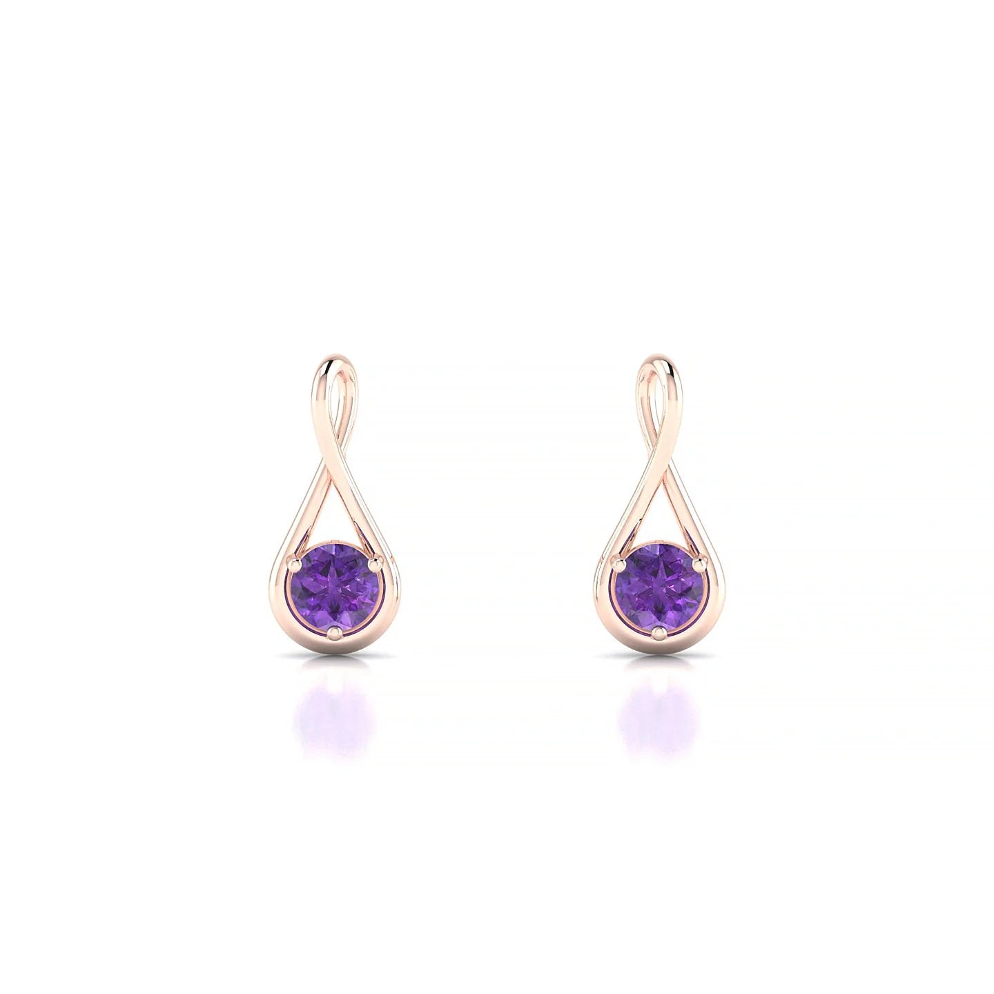 Loop | 18k Rose Gold 3 mm Round Amethyst Earrings