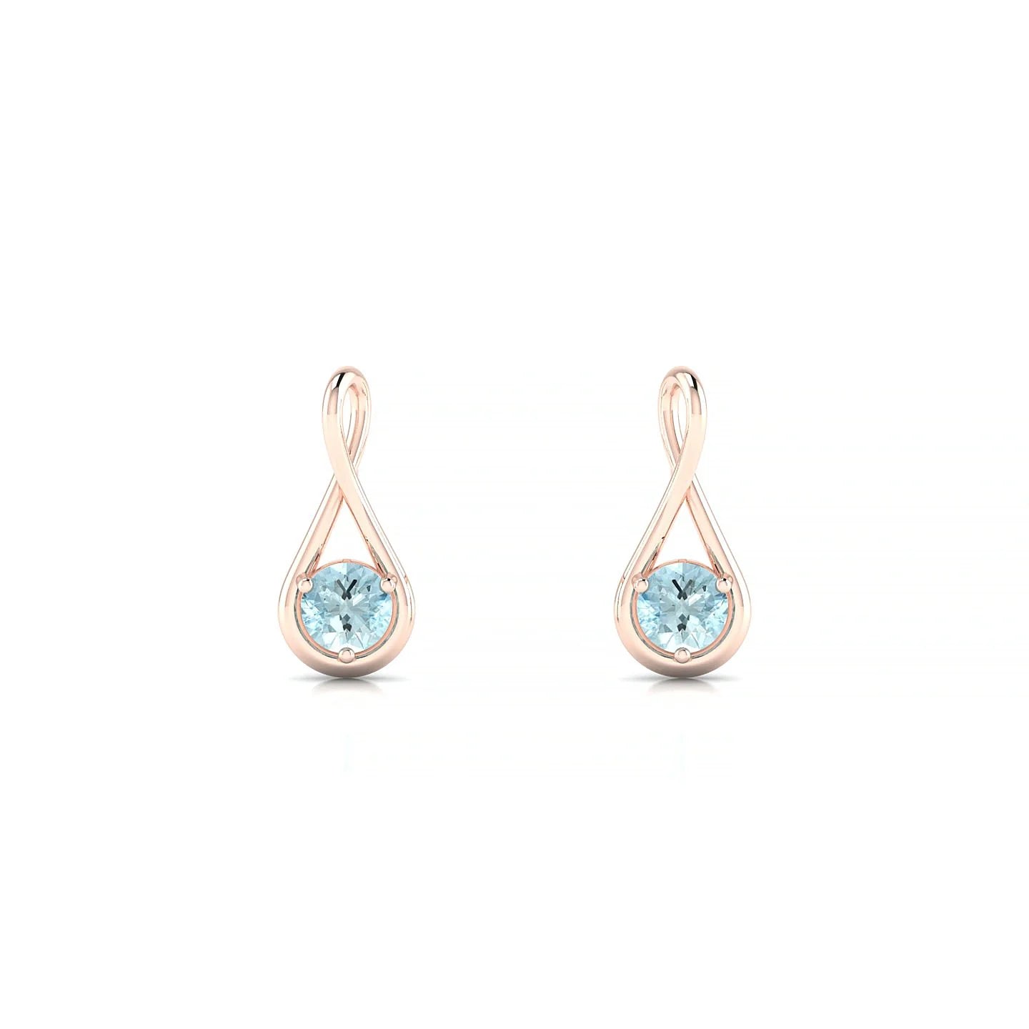 Loop | 18k Rose Gold 3 mm Round Aquamarine Earrings