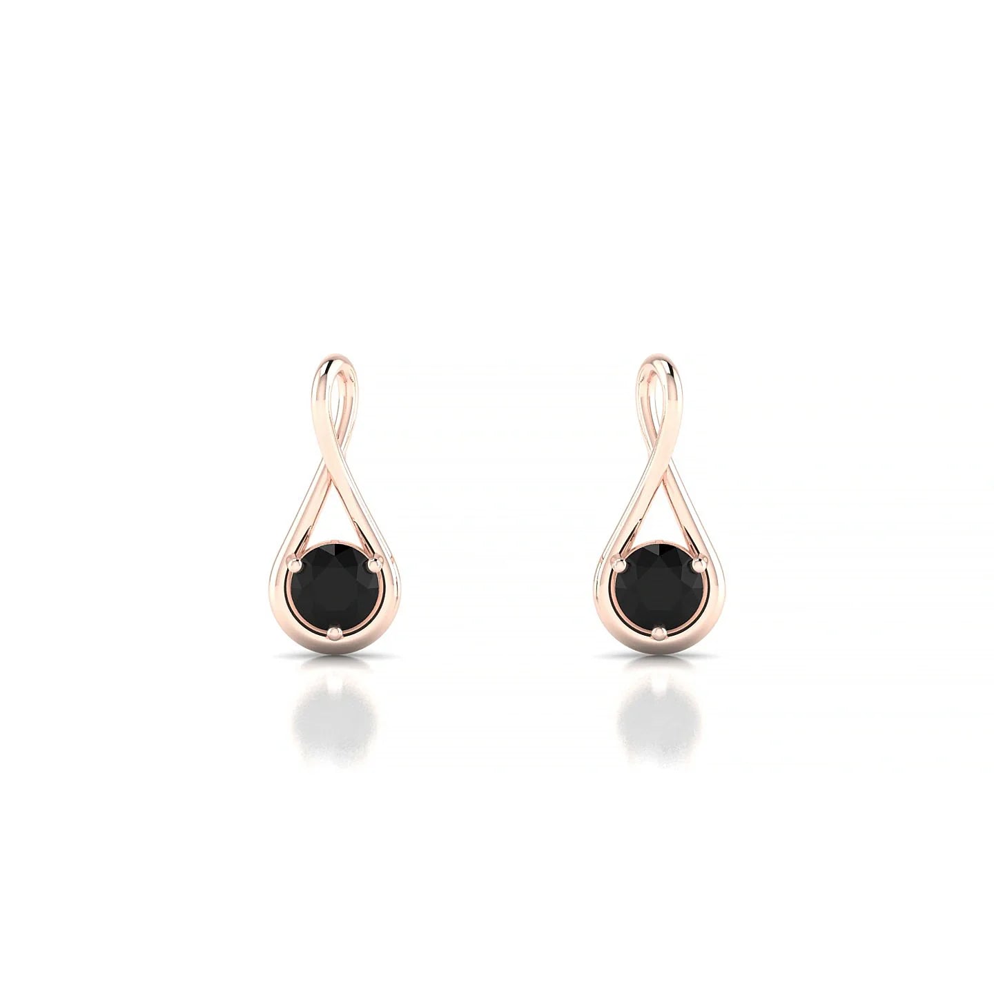 Loop | 18k Rose Gold 3 mm Round Black Diamond Earrings