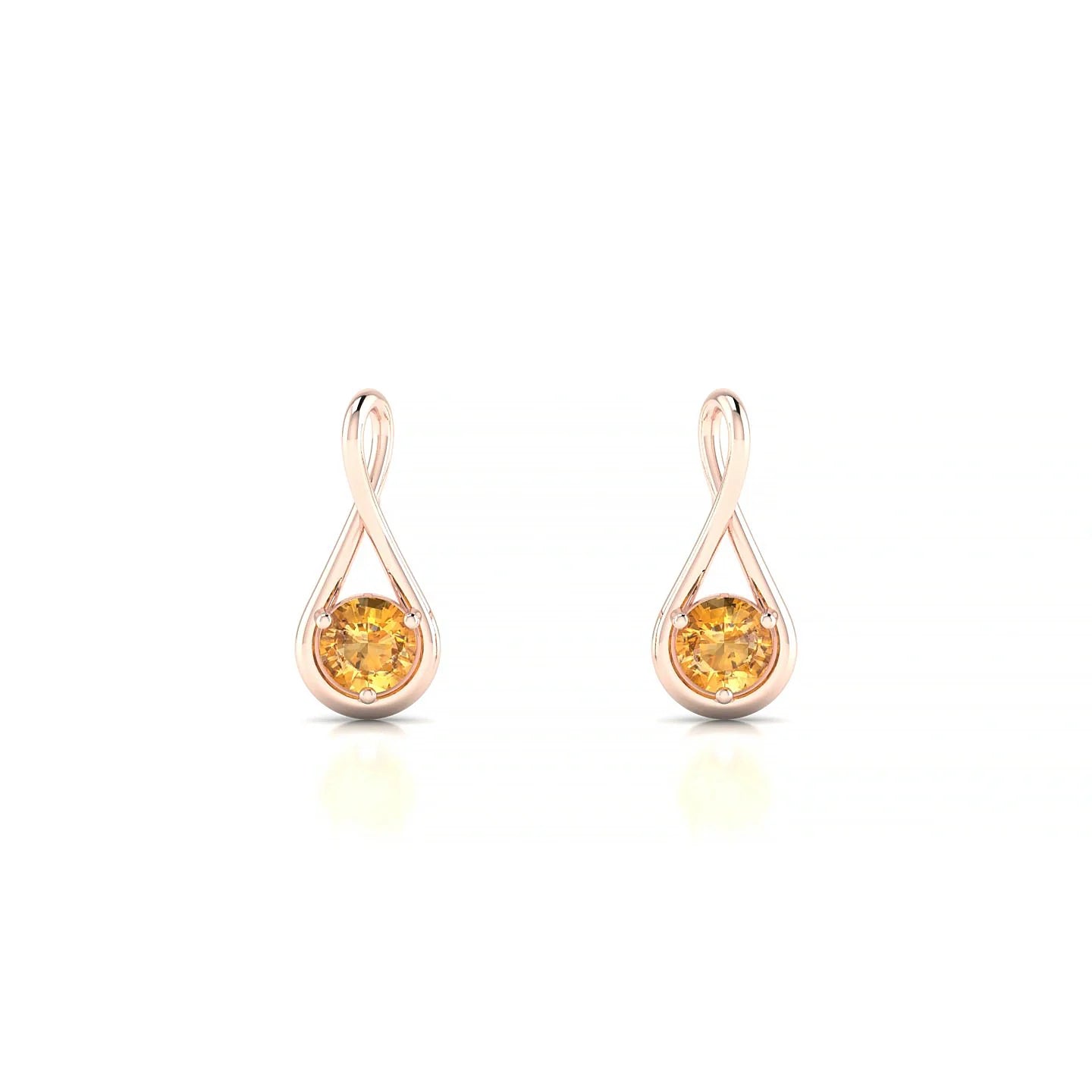 Loop | 18k Rose Gold 3 mm Round Citrine Earrings