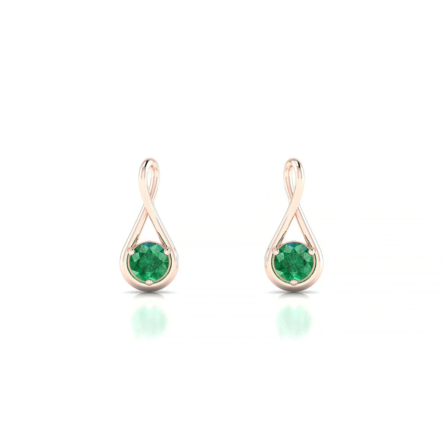 Loop | 18k Rose Gold 3 mm Round Emerald Earrings