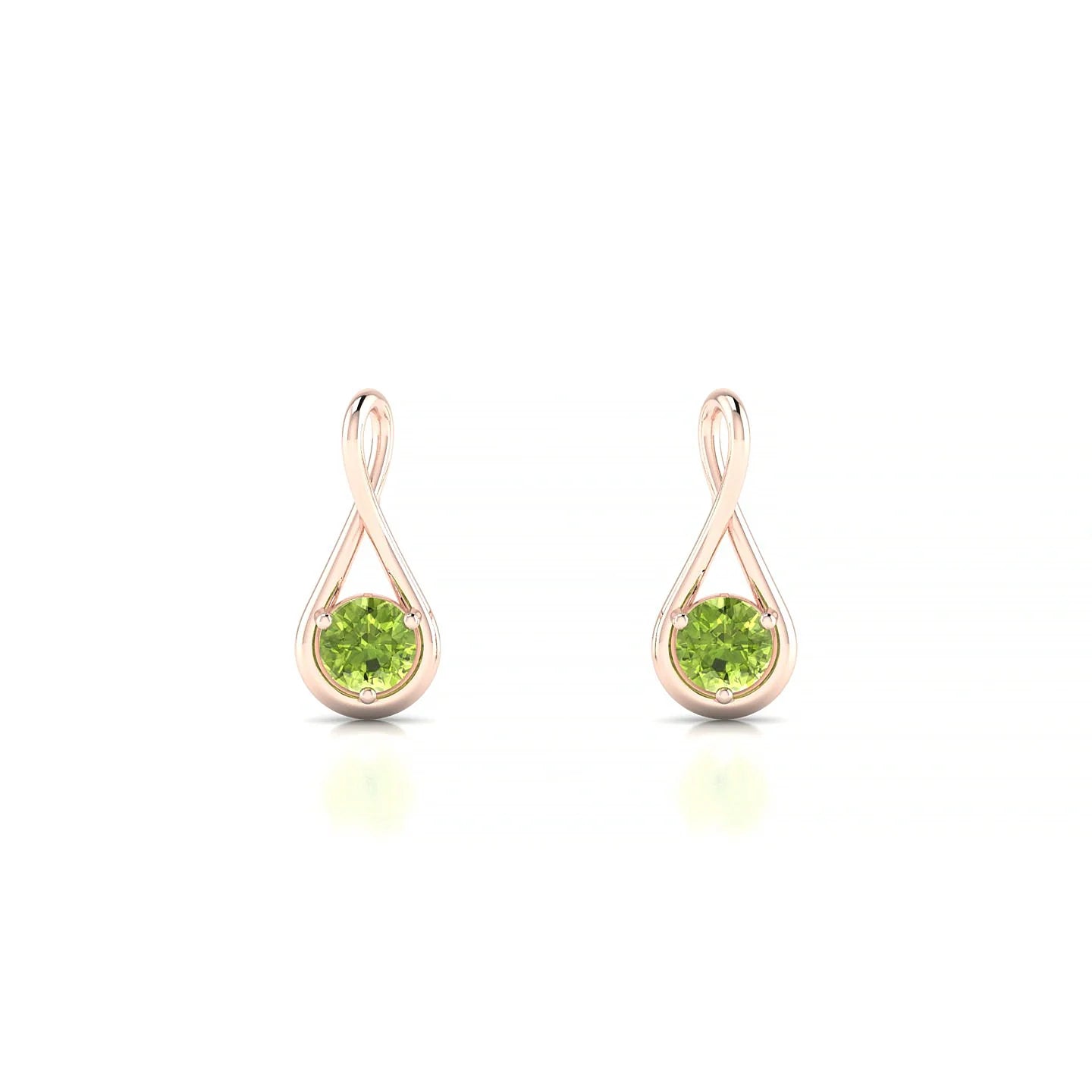 Loop | 18k Rose Gold 3 mm Round Peridot Earrings